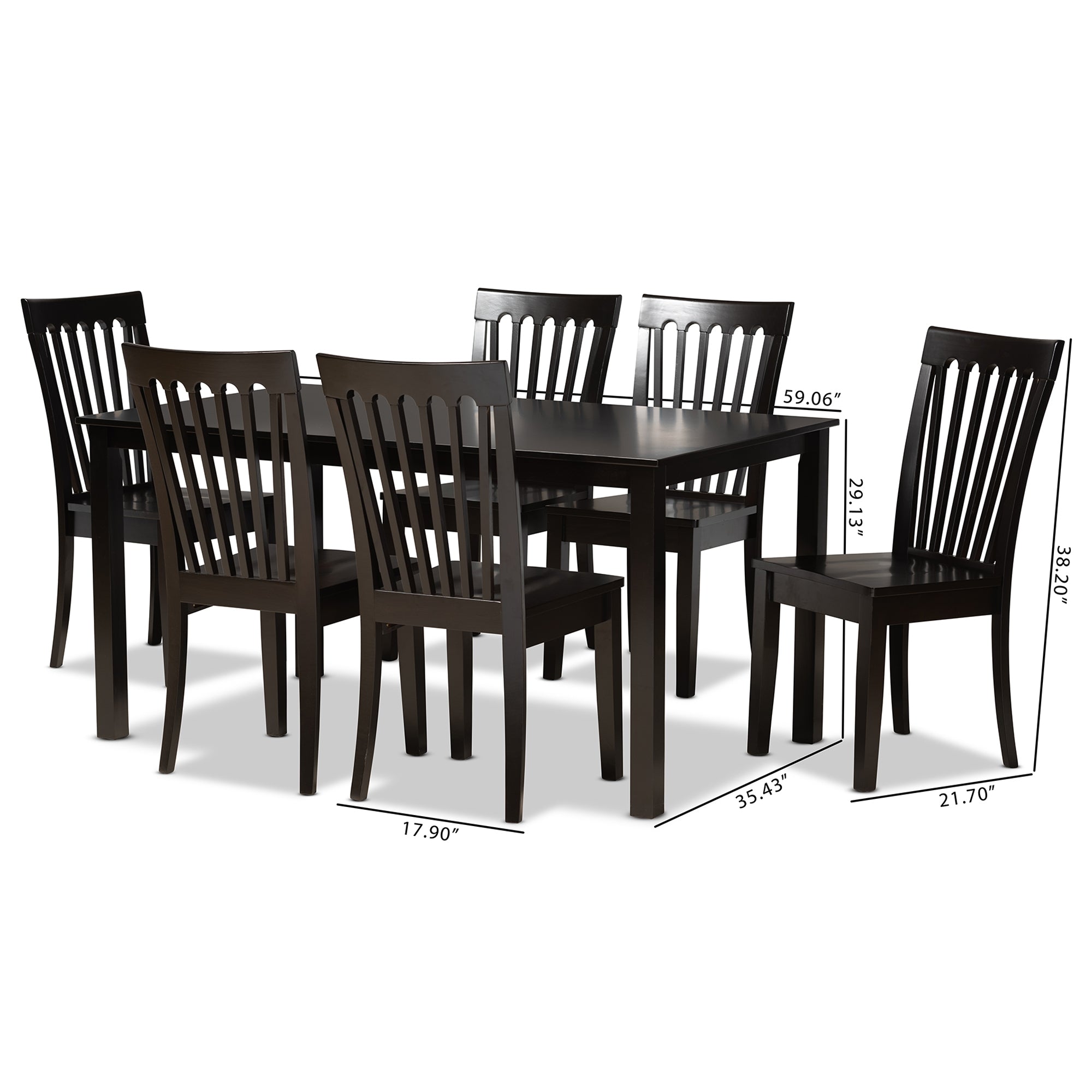 Baxton Studio Erion Modern and Contemporary Dark Brown Finished Wood 7-Piece Dining Set