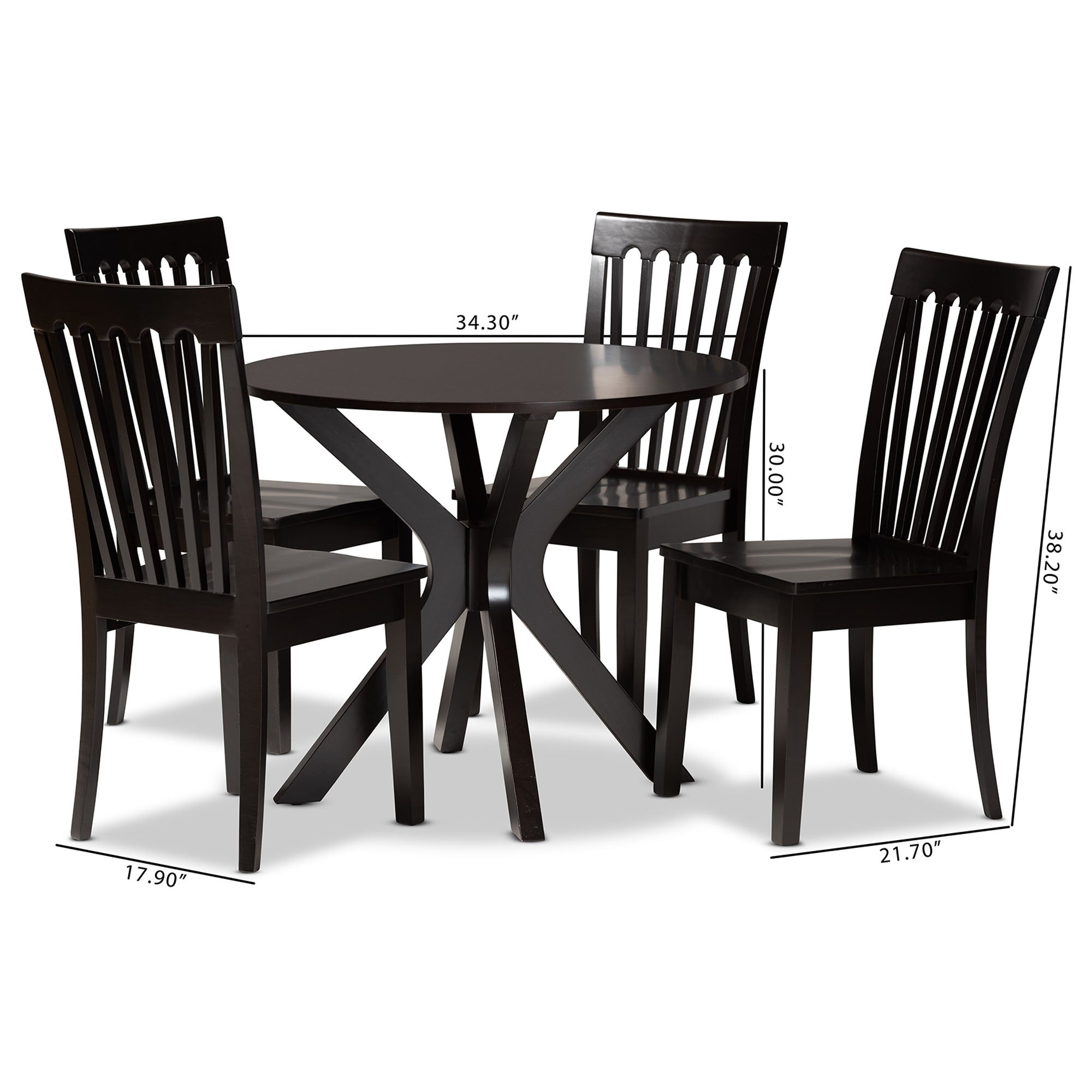 Baxton Studio Zora Modern and Contemporary Dark Brown Finished Wood 5-Piece Dining Set