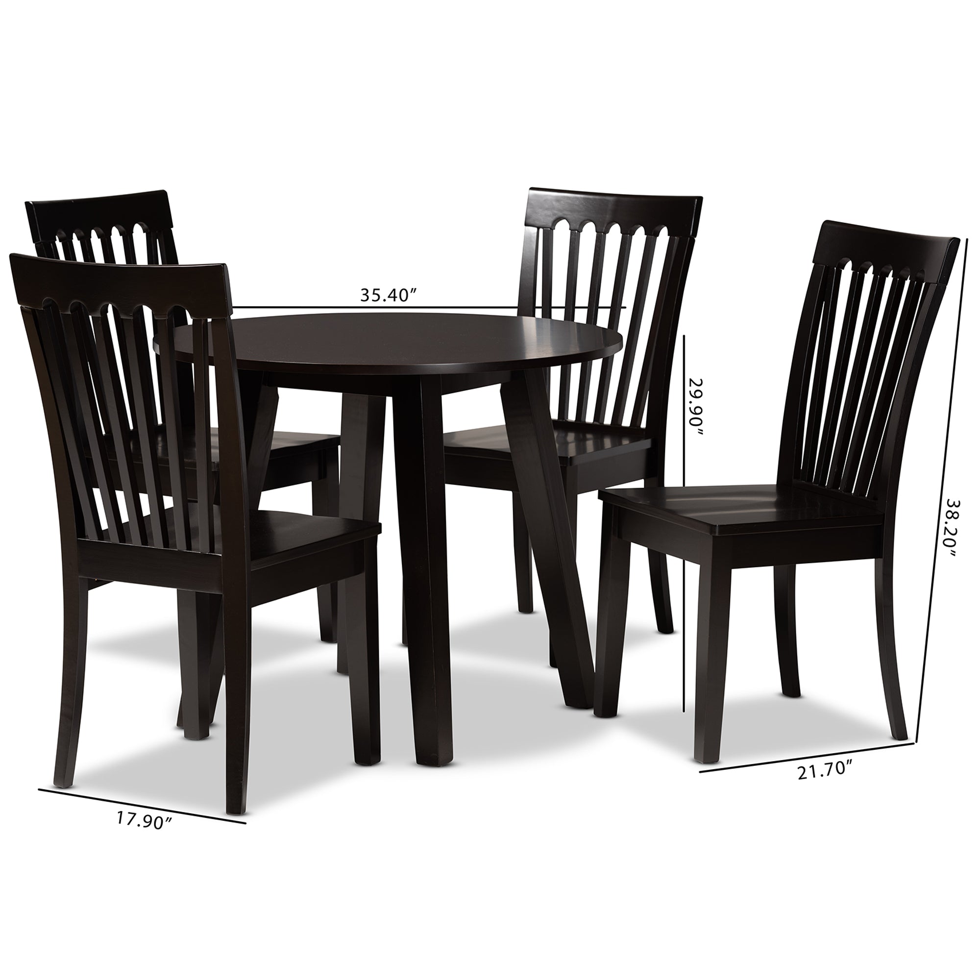 Baxton Studio Zala Modern and Contemporary Dark Brown Finished Wood 5-Piece Dining Set