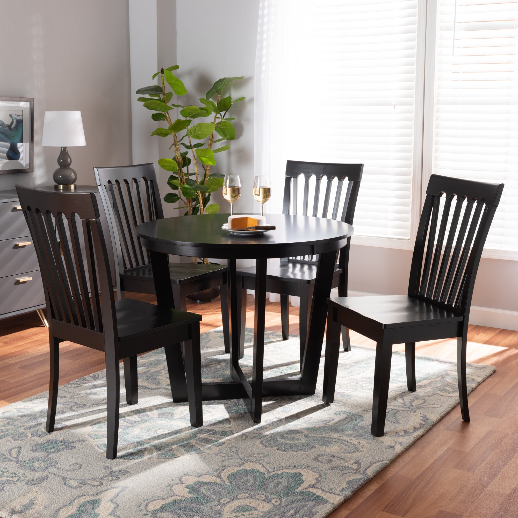 Baxton Studio Sasa Modern and Contemporary Dark Brown Finished Wood 5-Piece Dining Set