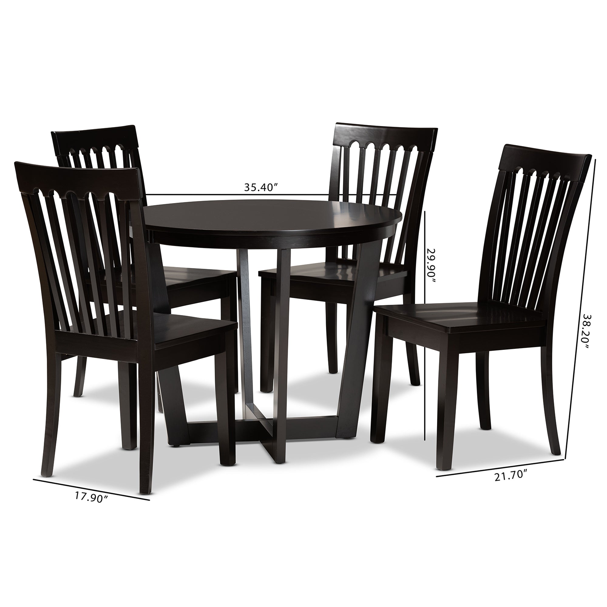 Baxton Studio Sasa Modern and Contemporary Dark Brown Finished Wood 5-Piece Dining Set
