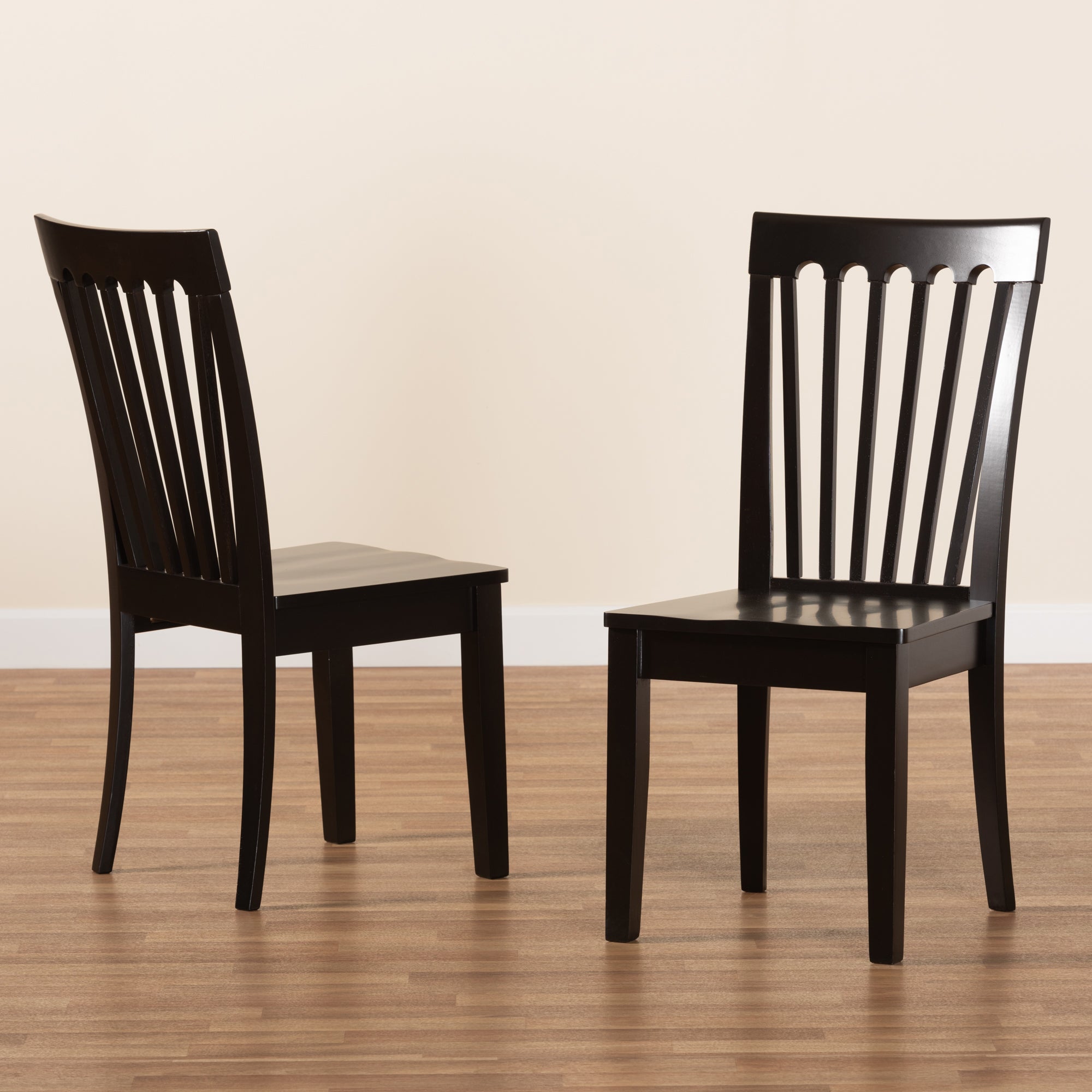 Baxton Studio Minette Modern and Contemporary Transitional Dark Brown Finished Wood 2-Piece Dining Chair Set