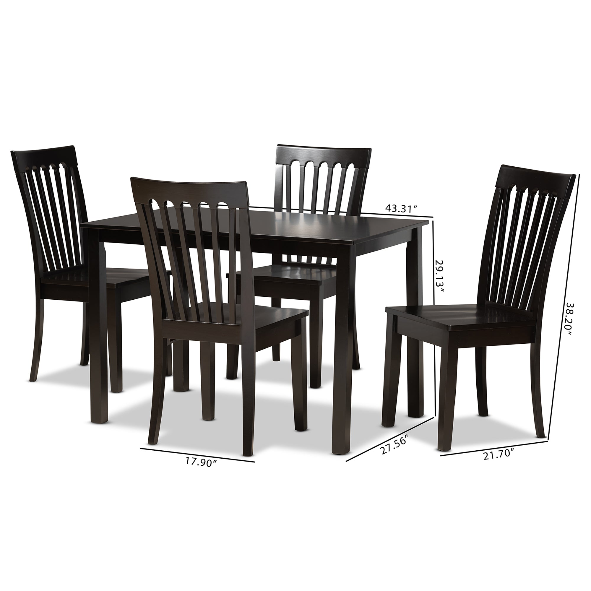 Baxton Studio Erion Modern and Contemporary Dark Brown Finished Wood 5-Piece Dining Set