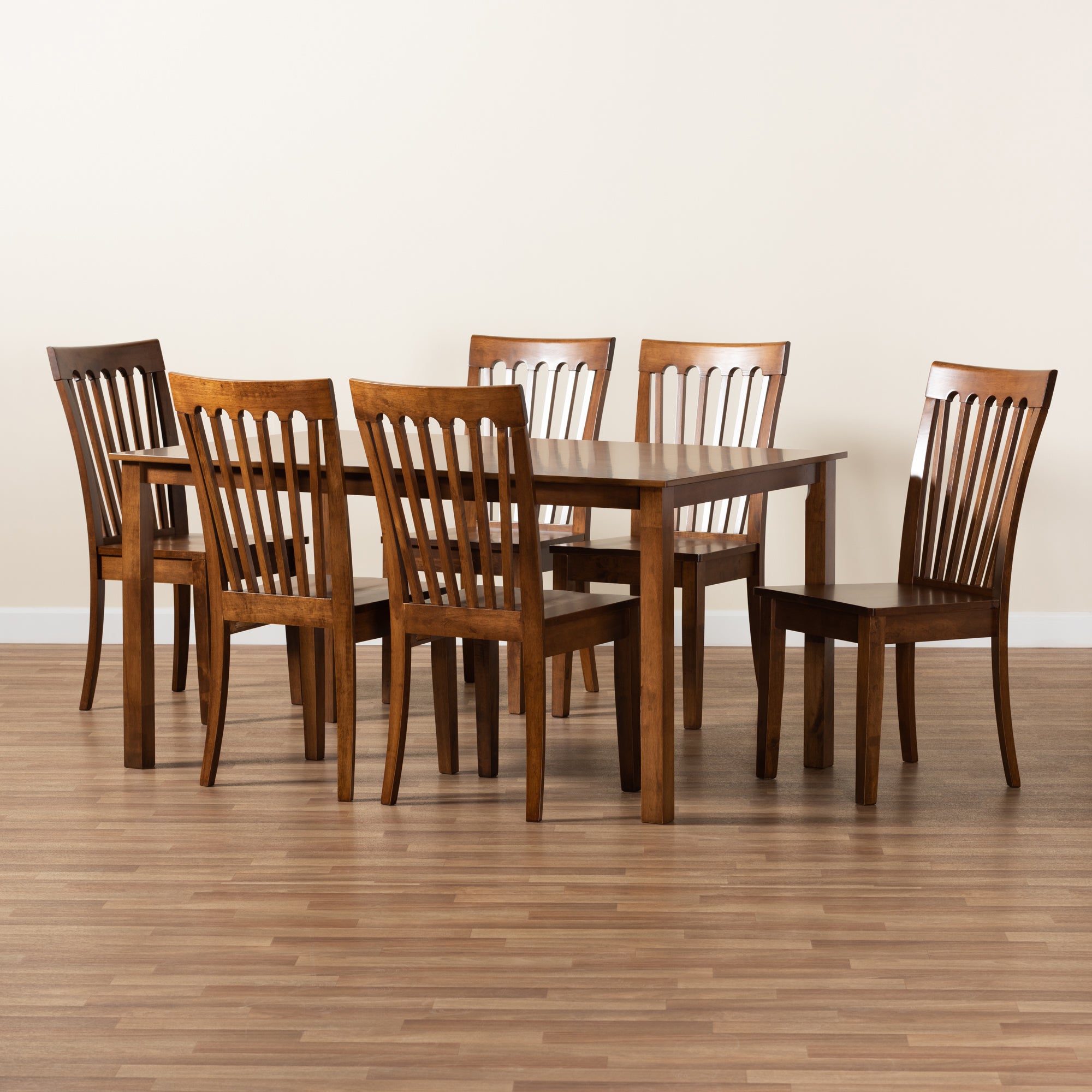 Baxton Studio Erion Modern and Contemporary Walnut Brown Finished Wood 7-Piece Dining Set