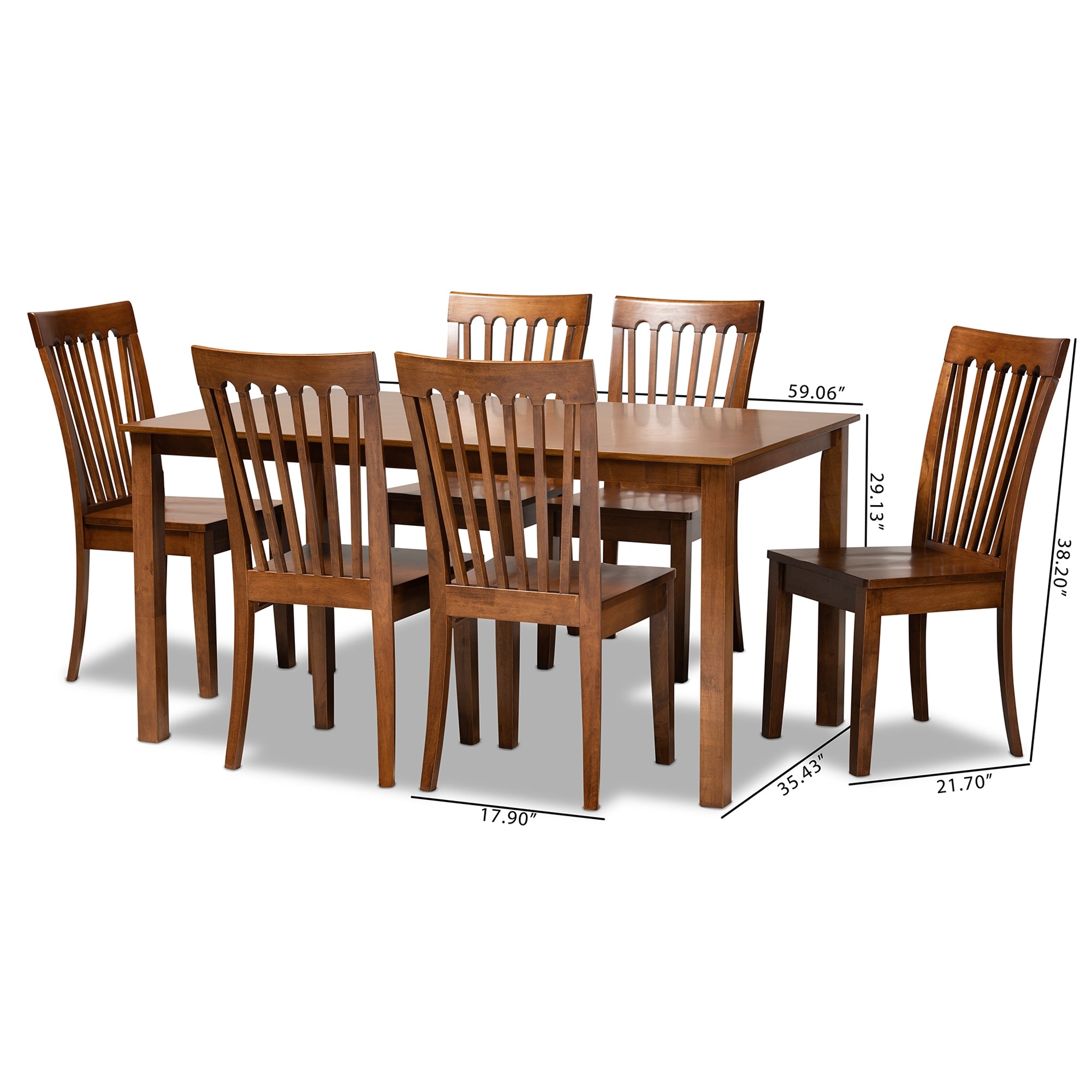 Baxton Studio Erion Modern and Contemporary Walnut Brown Finished Wood 7-Piece Dining Set
