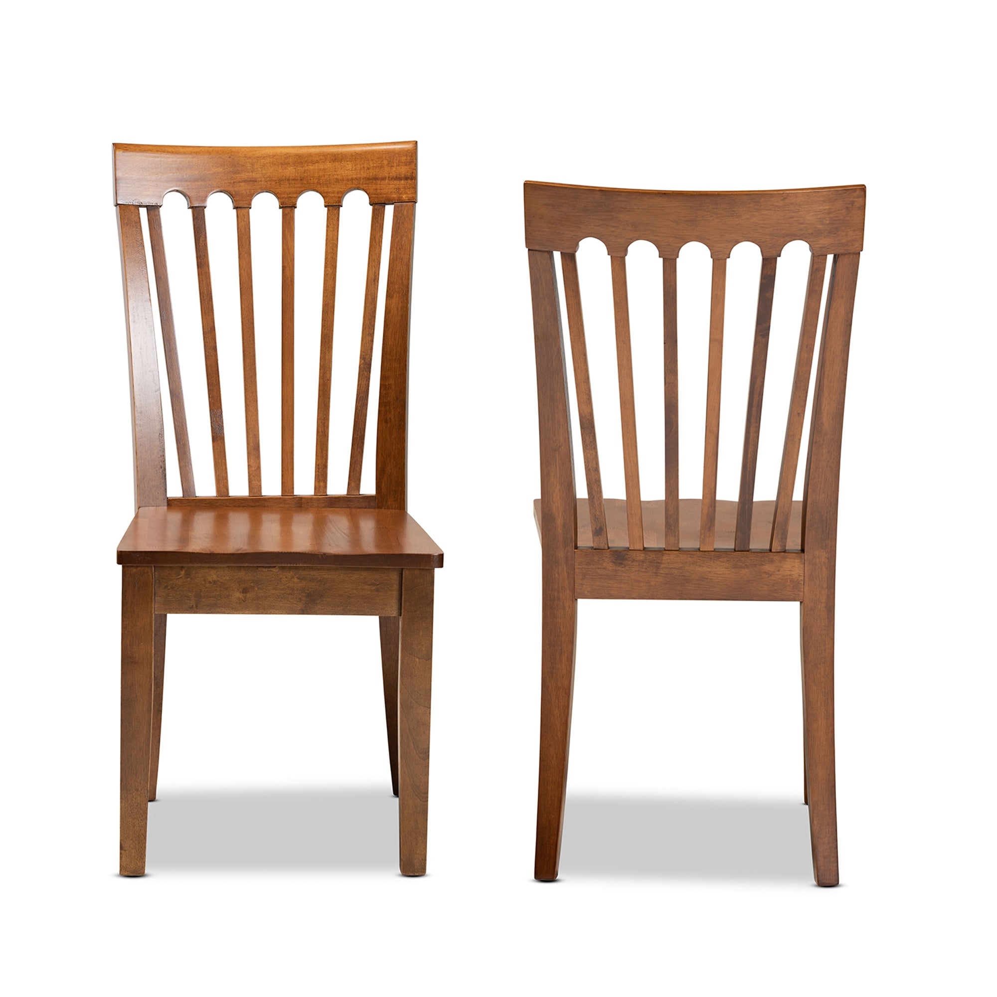 Baxton Studio Minette Modern and Contemporary Transitional Walnut Brown Finished Wood 2-Piece Dining Chair Set