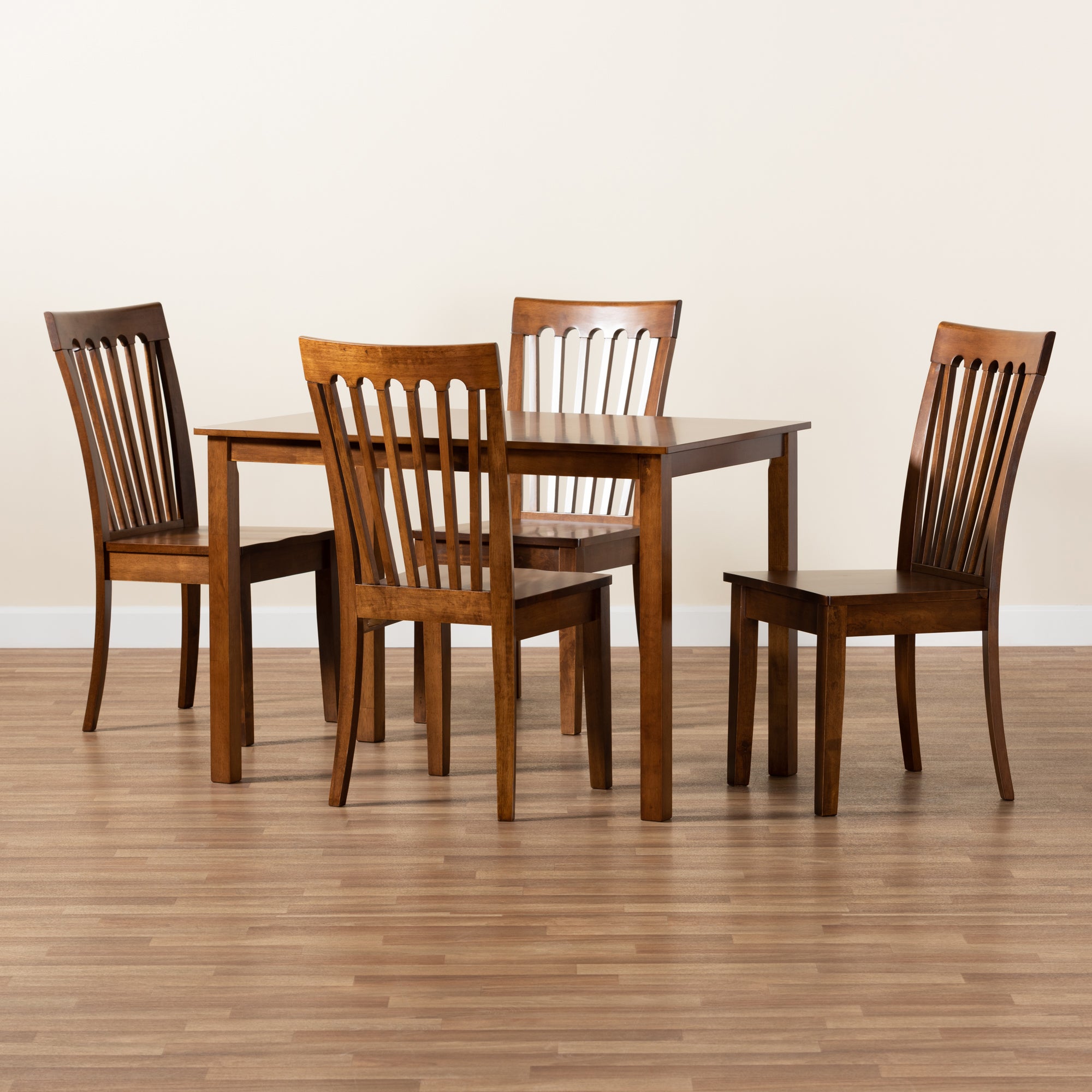 Baxton Studio Erion Modern and Contemporary Walnut Brown Finished Wood 5-Piece Dining Set