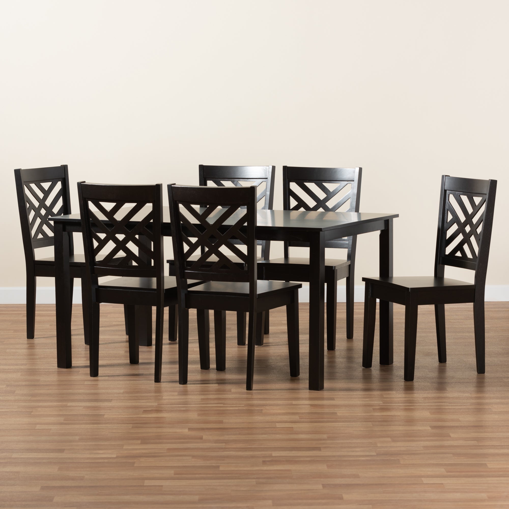 Baxton Studio Ani Modern and Contemporary Dark Brown Finished Wood 7-Piece Dining Set