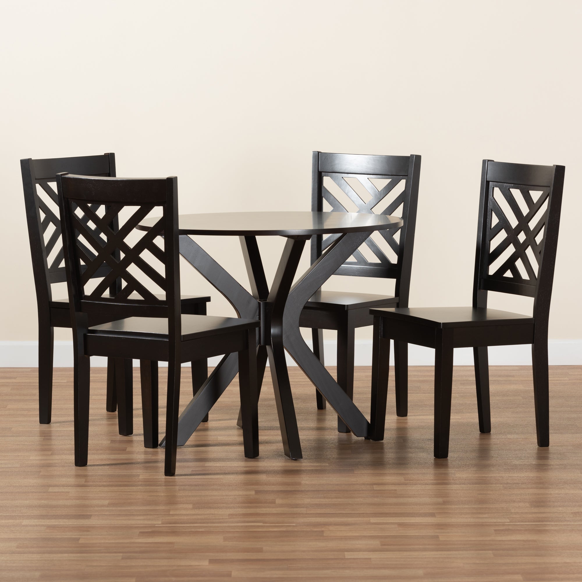 Baxton Studio Ela Modern and Contemporary Dark Brown Finished Wood 5-Piece Dining Set