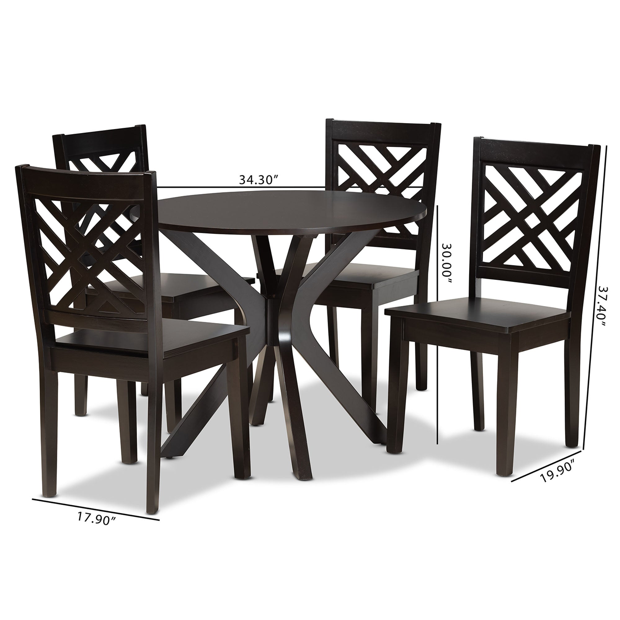 Baxton Studio Ela Modern and Contemporary Dark Brown Finished Wood 5-Piece Dining Set