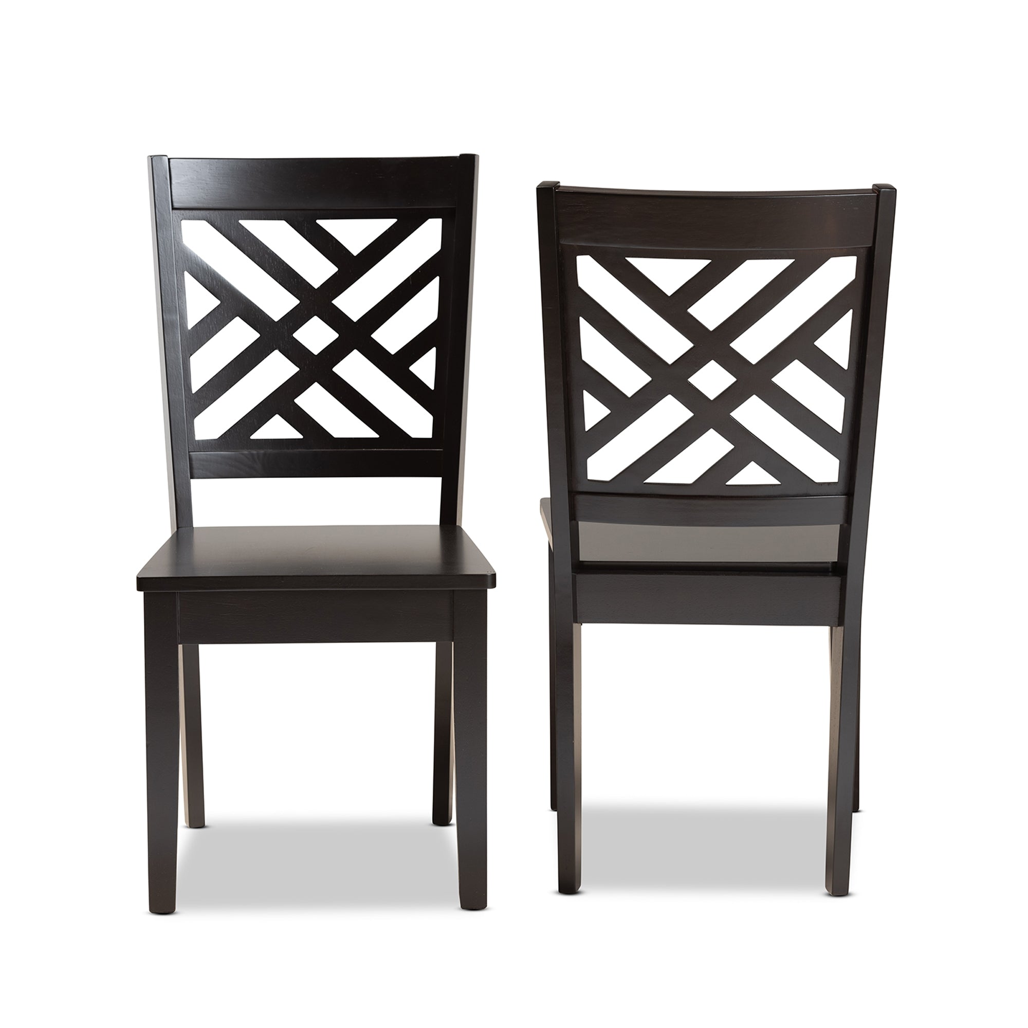 Baxton Studio Caron Modern and Contemporary Transitional Dark Brown Finished Wood 2-Piece Dining Chair Set
