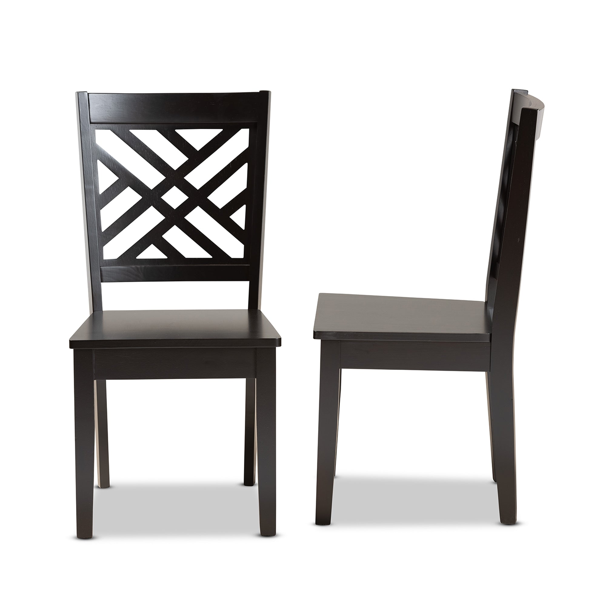 Baxton Studio Caron Modern and Contemporary Transitional Dark Brown Finished Wood 2-Piece Dining Chair Set