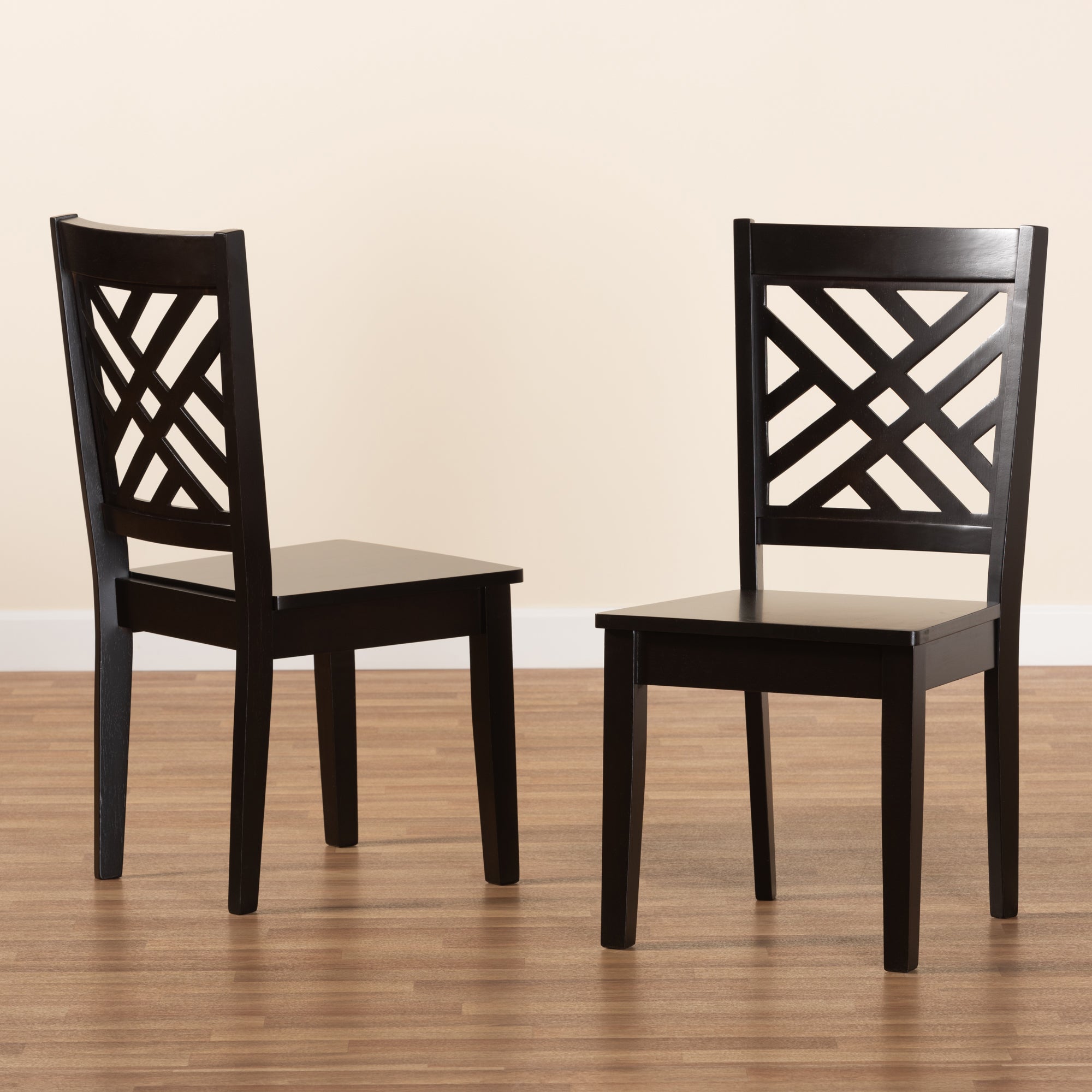 Baxton Studio Caron Modern and Contemporary Transitional Dark Brown Finished Wood 2-Piece Dining Chair Set