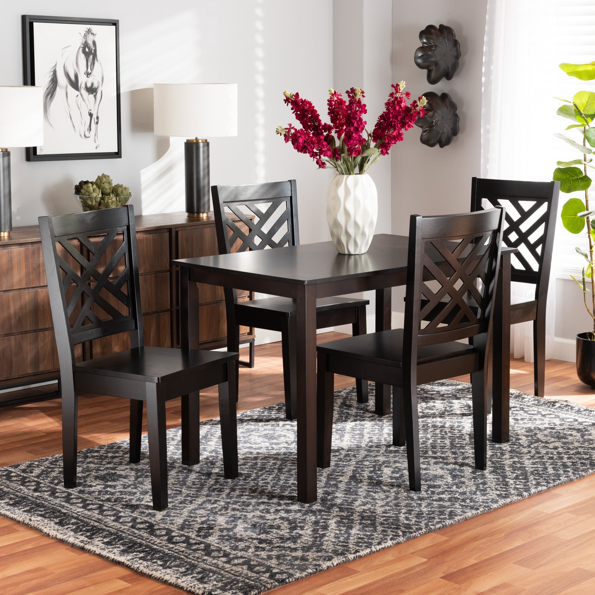 Baxton Studio Ani Modern and Contemporary Dark Brown Finished Wood 5-Piece Dining Set