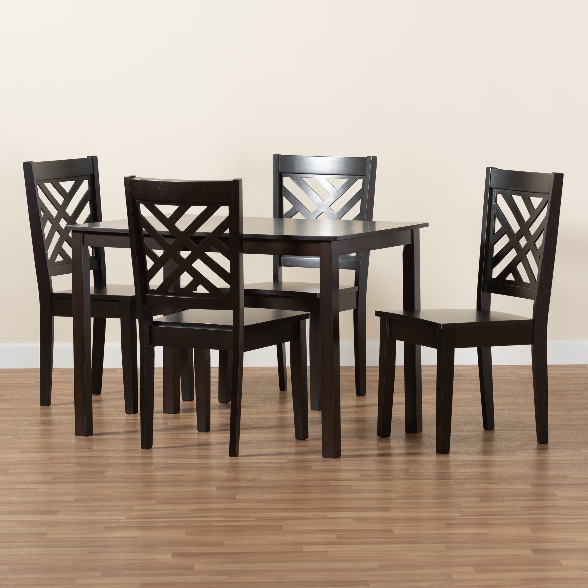 Baxton Studio Ani Modern and Contemporary Dark Brown Finished Wood 5-Piece Dining Set
