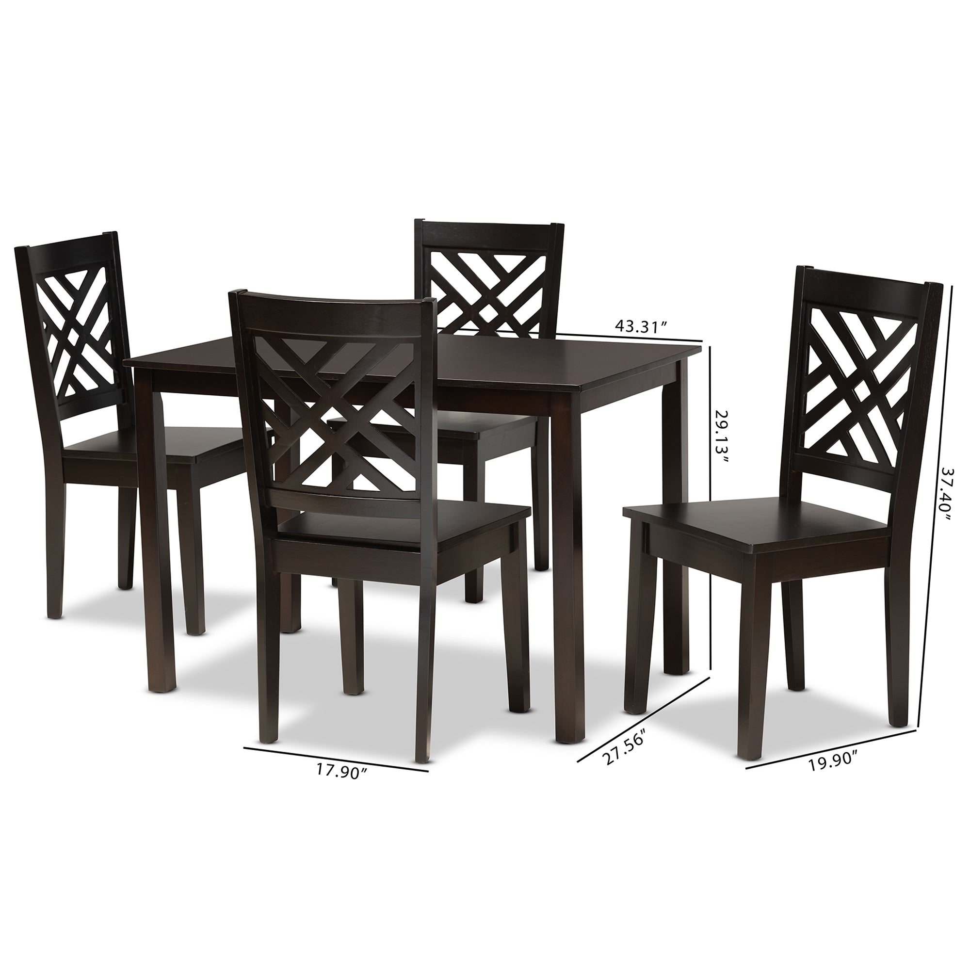Baxton Studio Ani Modern and Contemporary Dark Brown Finished Wood 5-Piece Dining Set