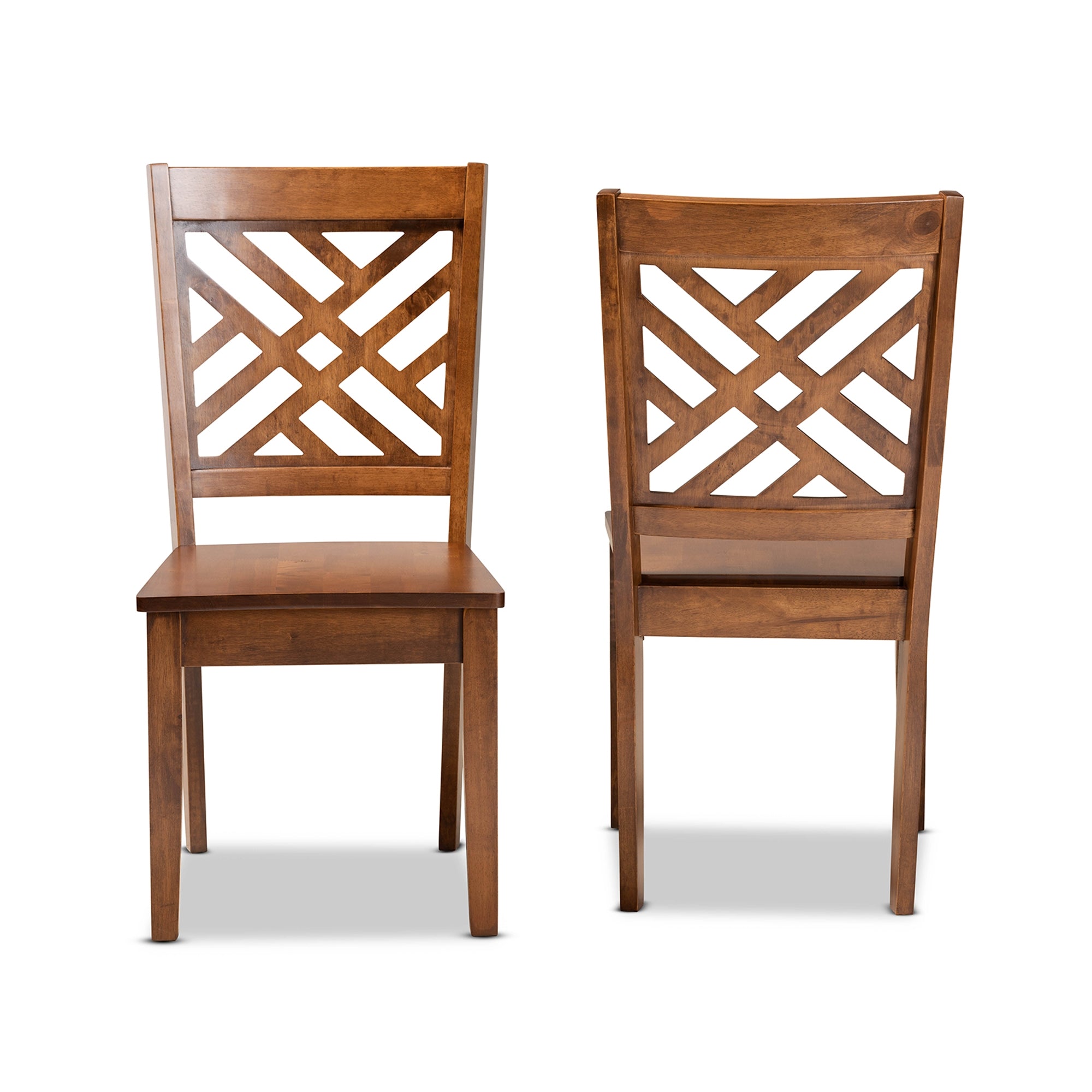 Baxton Studio Caron Modern and Contemporary Transitional Walnut Brown Finished Wood 2-Piece Dining Chair Set