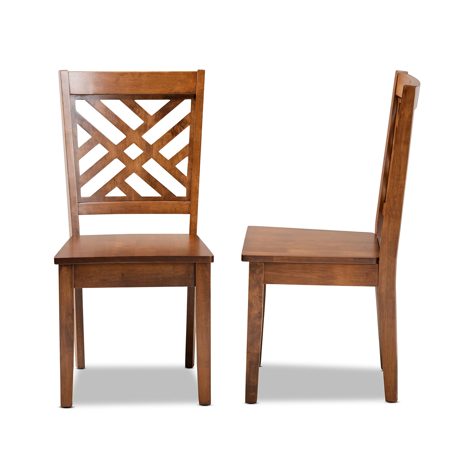 Baxton Studio Caron Modern and Contemporary Transitional Walnut Brown Finished Wood 2-Piece Dining Chair Set