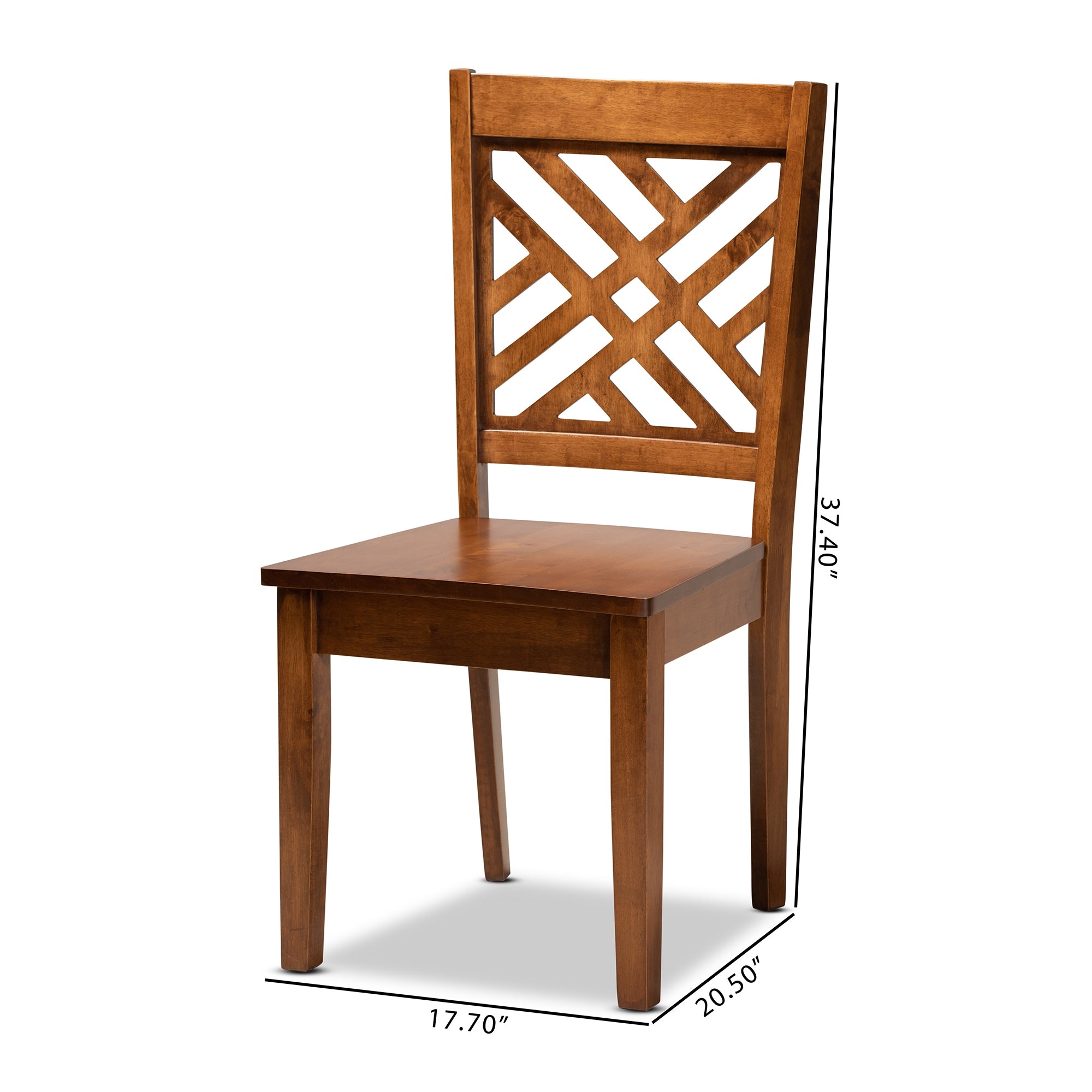 Baxton Studio Caron Modern and Contemporary Transitional Walnut Brown Finished Wood 2-Piece Dining Chair Set