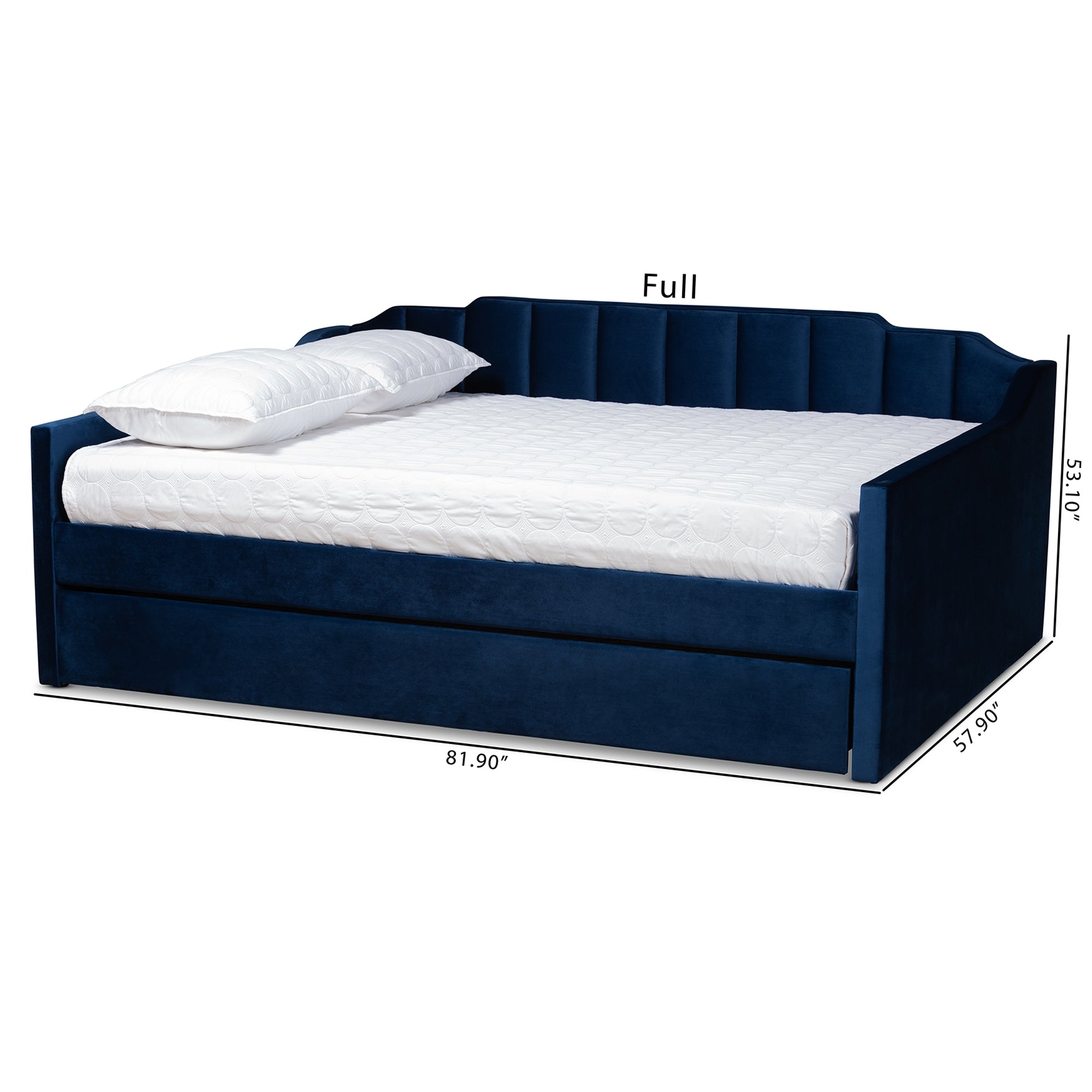Baxton Studio Lennon Modern and Contemporary Navy Blue Velvet Fabric Upholstered Queen Size Daybed with Trundle