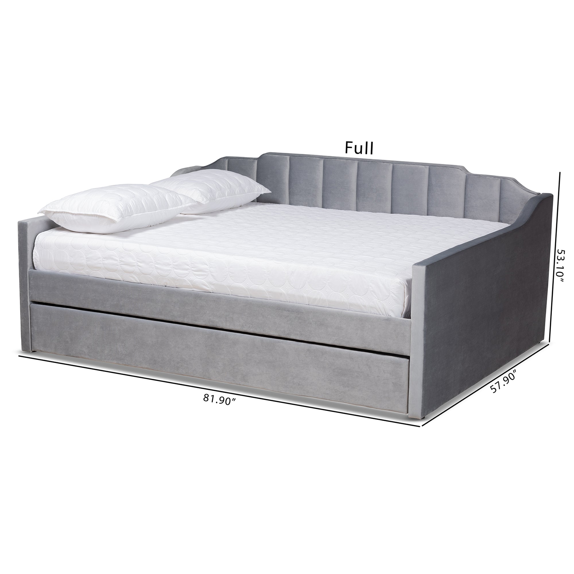 Baxton Studio Lennon Modern and Contemporary Grey Velvet Fabric Upholstered Full Size Daybed with Trundle