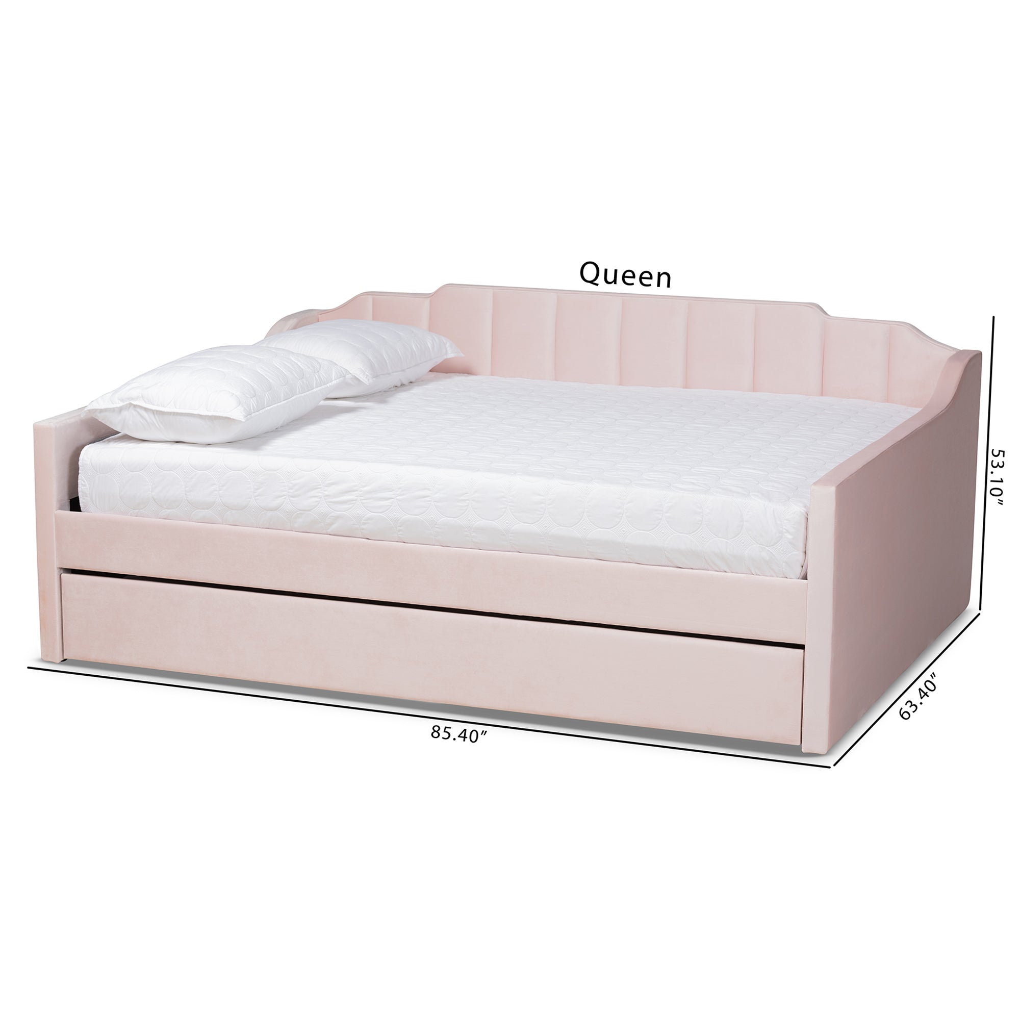Baxton Studio Lennon Modern and Contemporary Pink Velvet Fabric Upholstered Full Size Daybed with Trundle