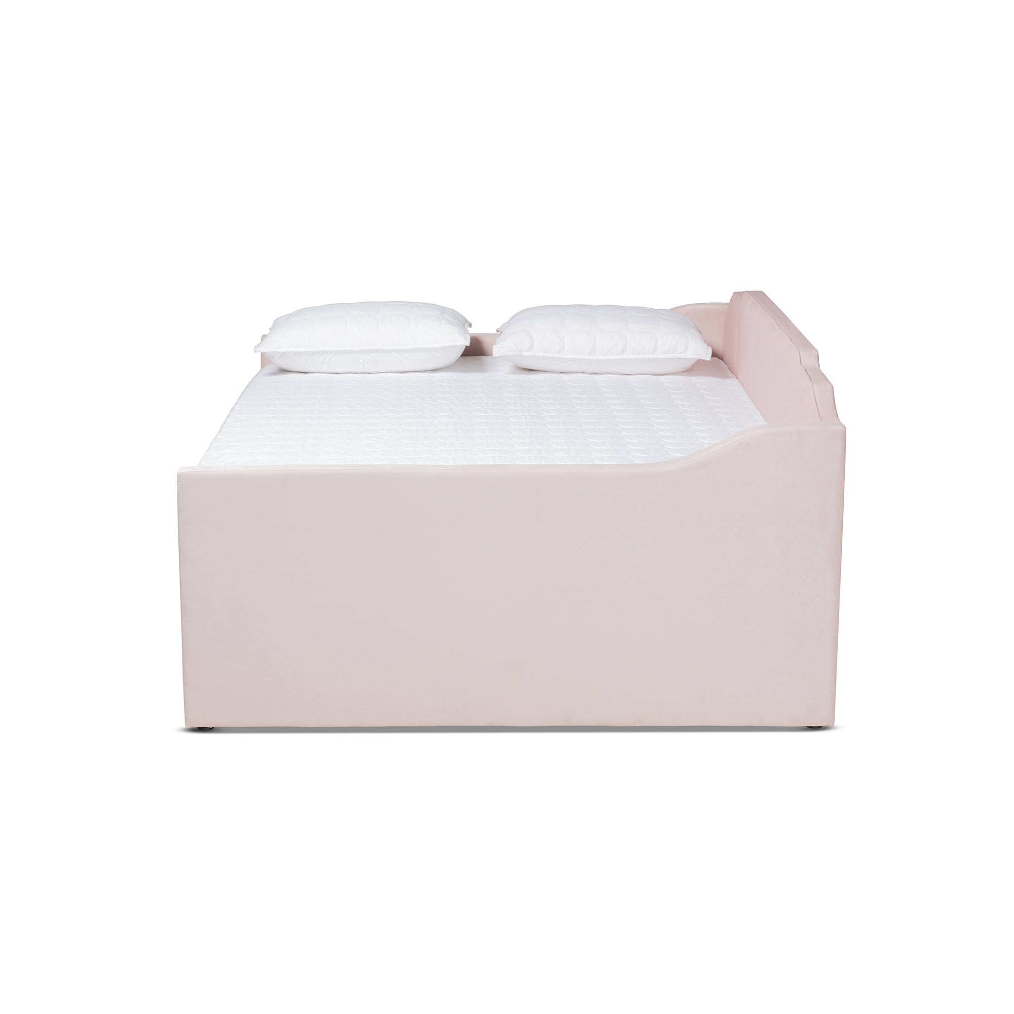 Baxton Studio Lennon Modern and Contemporary Pink Velvet Fabric Upholstered Queen Size Daybed with Trundle