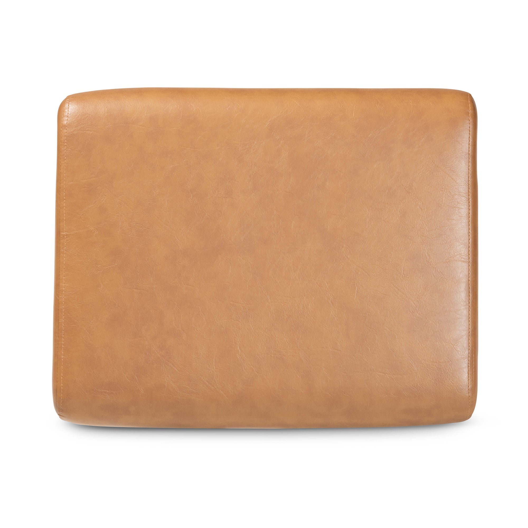 Baxton Studio Bianca Mid-Century Modern Walnut Brown Finished Wood and Tan Faux Leather Effect Ottoman