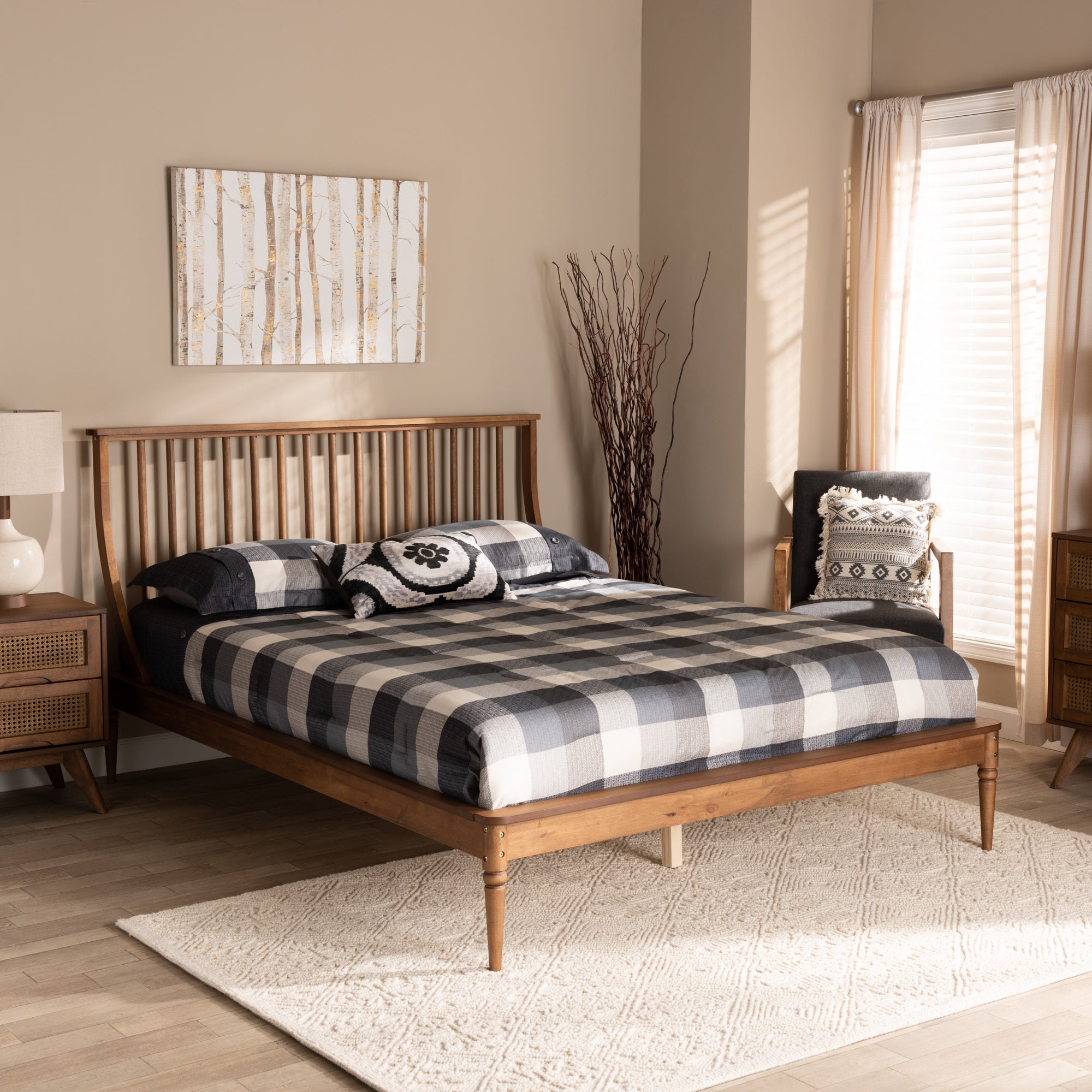 Baxton Studio Abel Classic and Traditional Transitional Walnut Brown Finished Wood Full Size Platform Bed