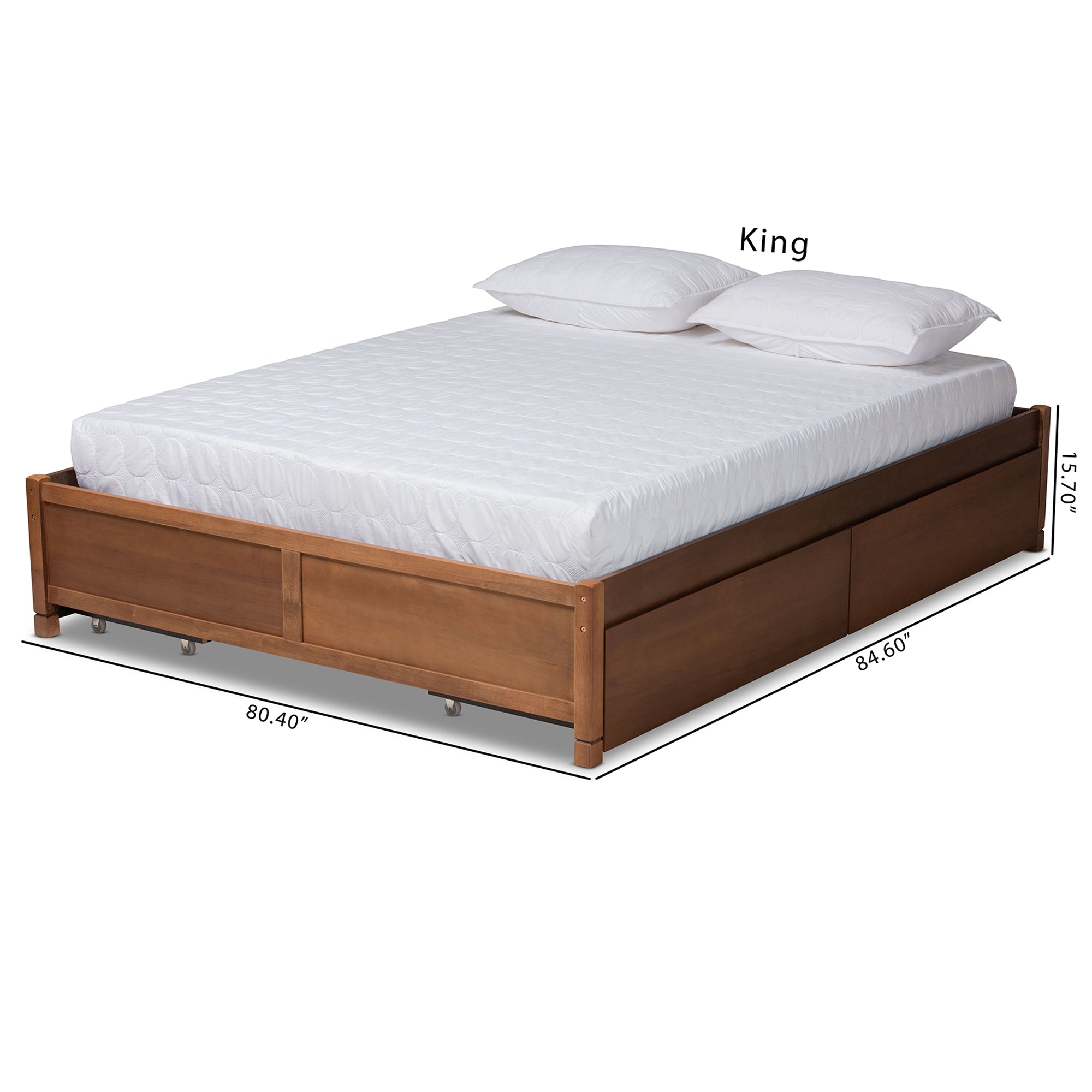 Baxton Studio Yara Modern and Contemporary Walnut Brown Finished Wood Full Size 4-Drawer Platform Storage Bed Frame