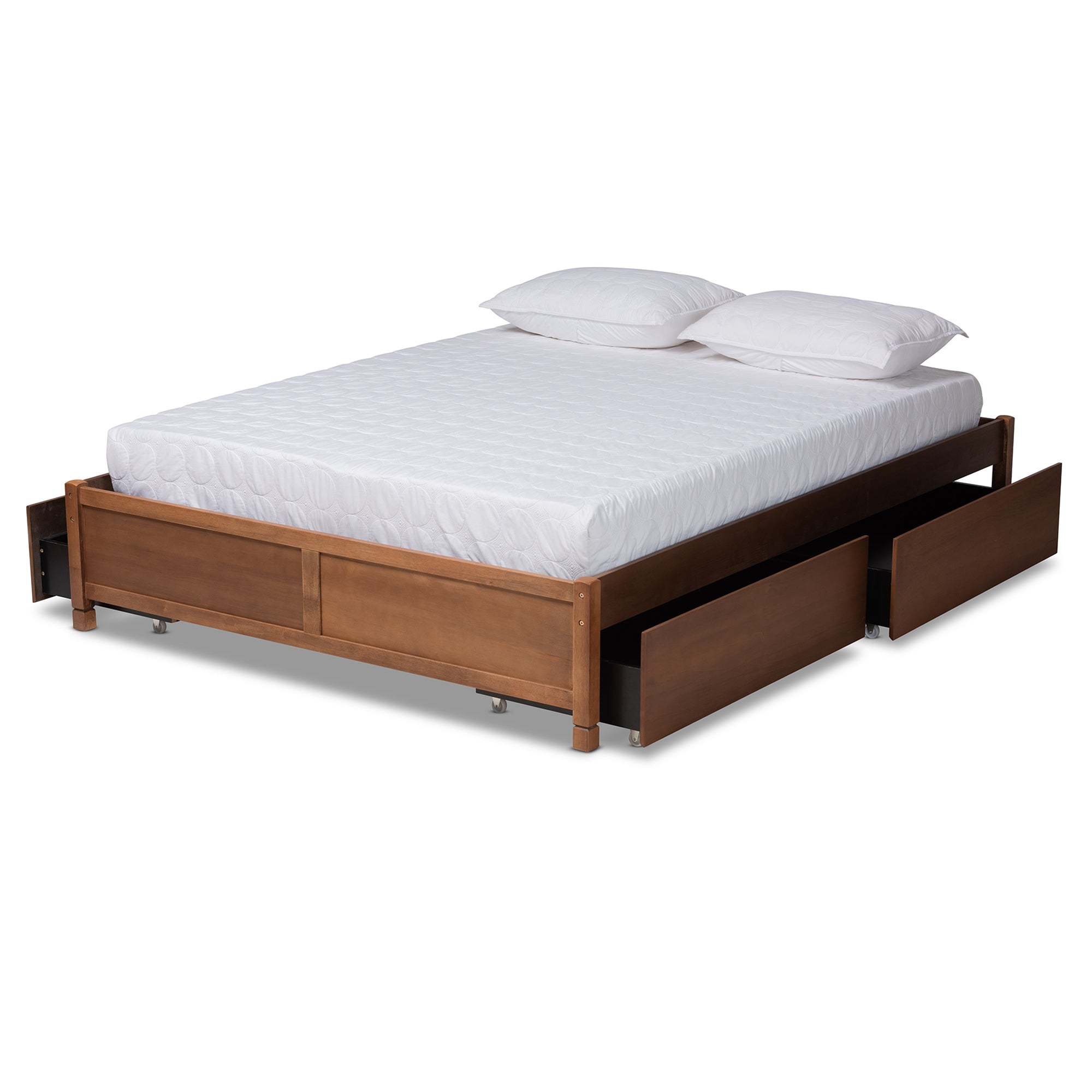 Baxton Studio Yara Modern and Contemporary Walnut Brown Finished Wood King Size 4-Drawer Platform Storage Bed Frame