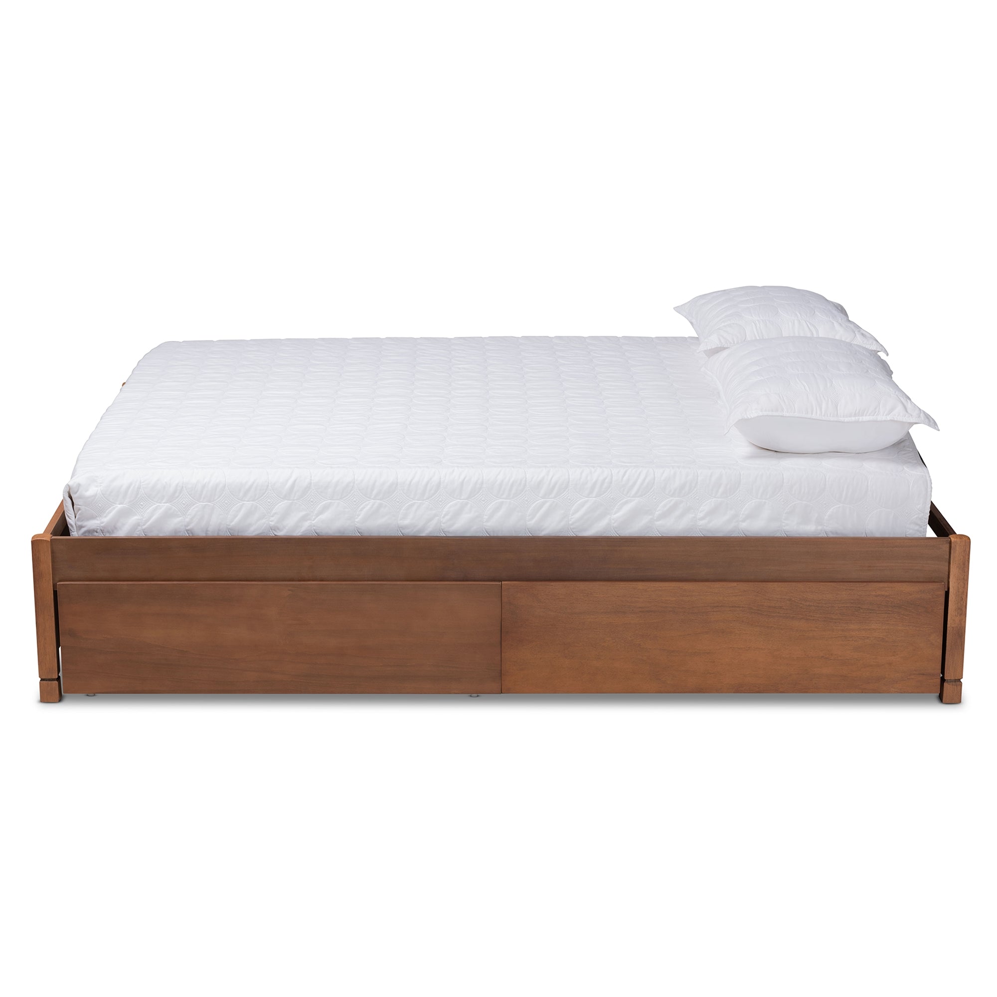 Baxton Studio Yara Modern and Contemporary Walnut Brown Finished Wood King Size 4-Drawer Platform Storage Bed Frame