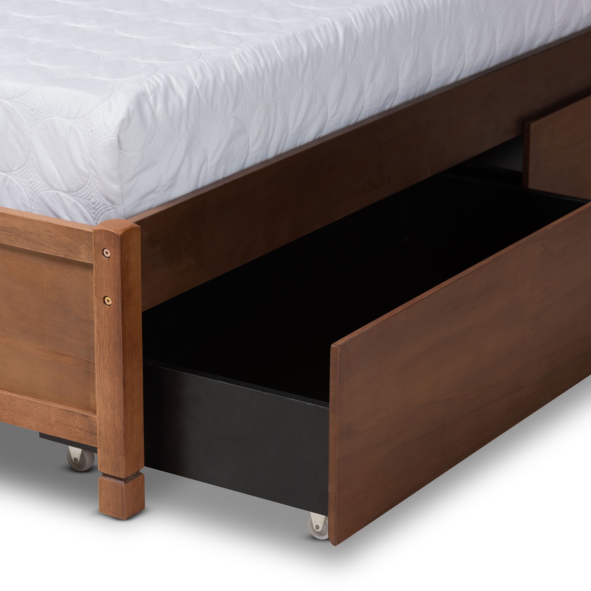Baxton Studio Yara Modern and Contemporary Walnut Brown Finished Wood King Size 4-Drawer Platform Storage Bed Frame