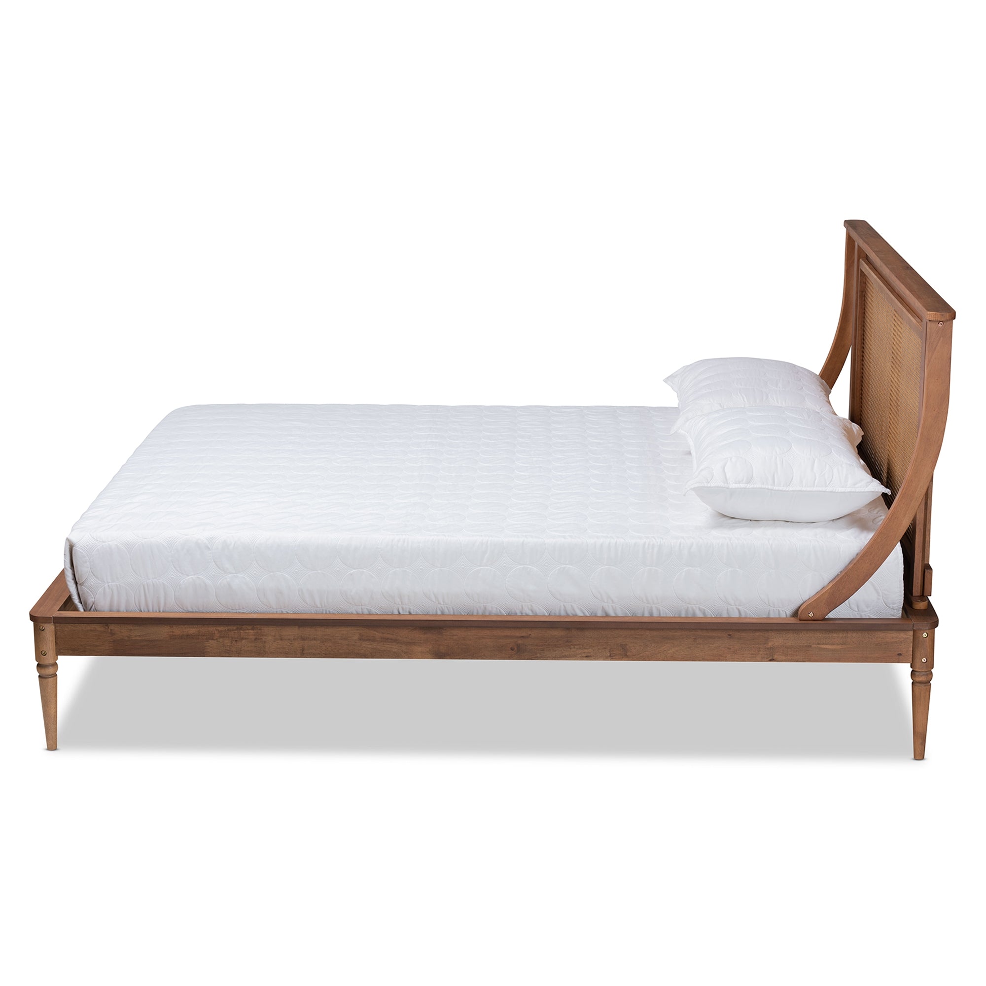 Baxton Studio Jamila Modern Transitional Walnut Brown Finished Wood and Synthetic Rattan King Size Platform Bed
