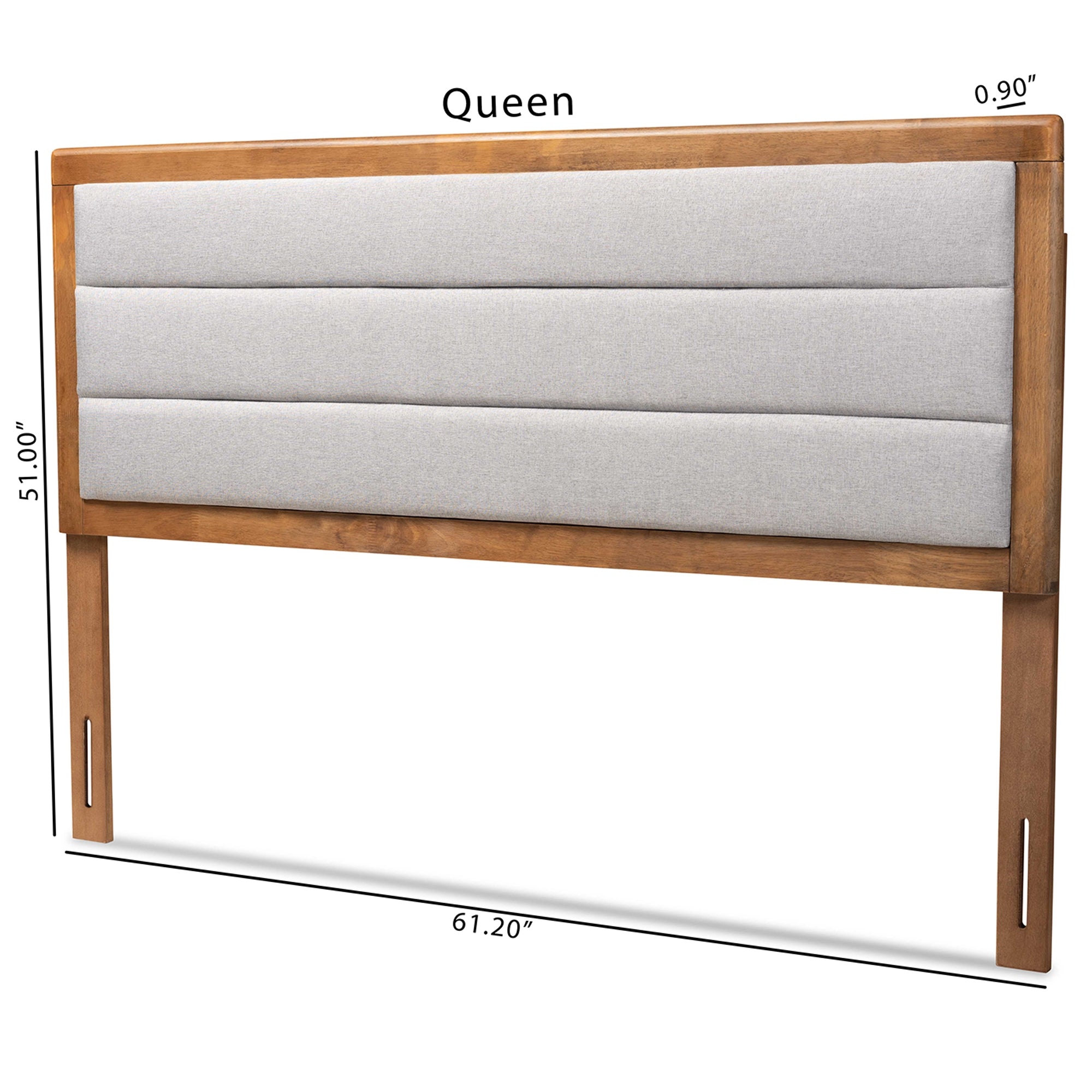 Baxton Studio Dexter Modern and Contemporary Light Grey Fabric Upholstered and Walnut Brown Finished Wood King Size Headboard