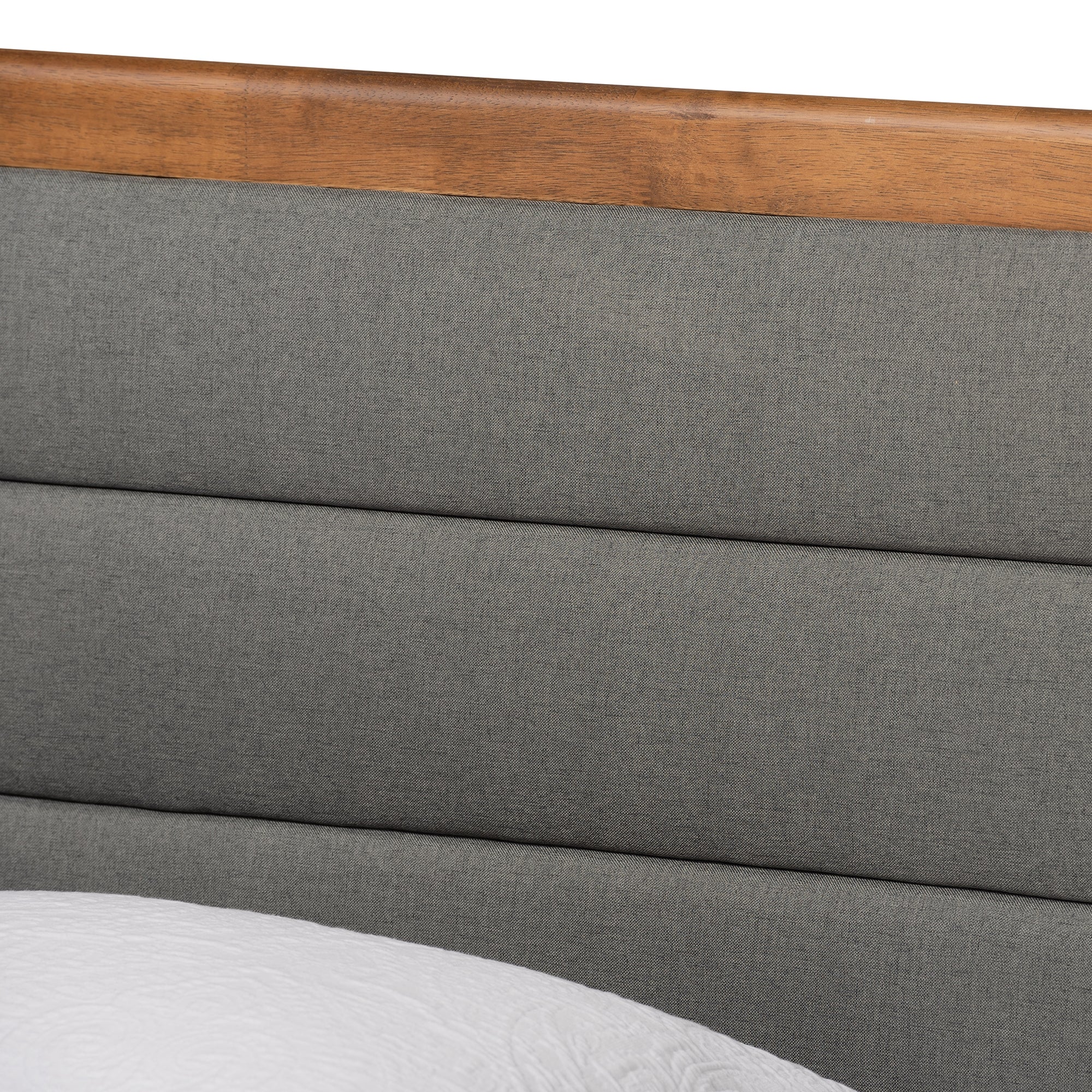 Baxton Studio Seren Mid-Century Modern Dark Grey Fabric Upholstered and Walnut Brown Finished Wood Twin Size Platform Bed