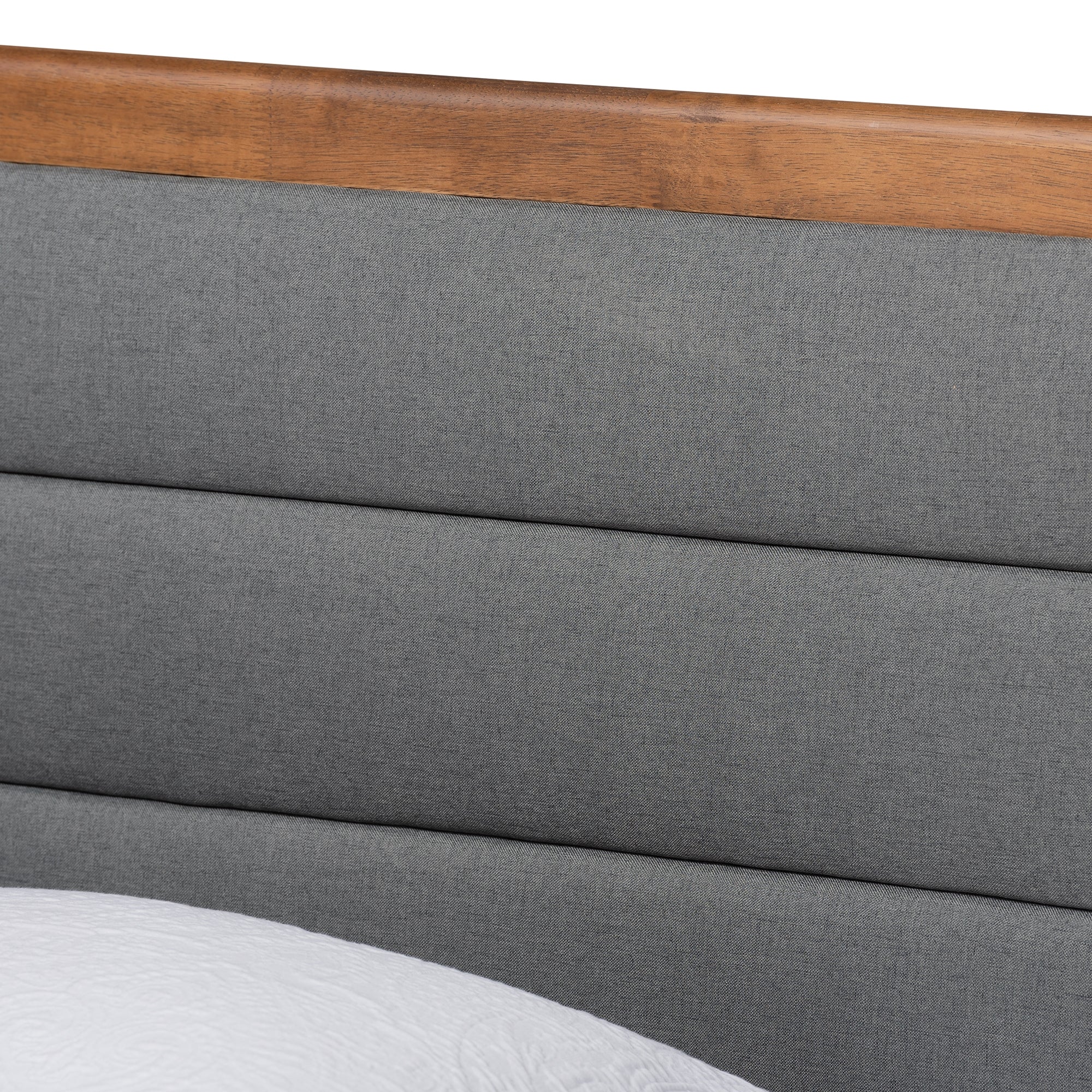 Baxton Studio Linn Mid-Century Modern Dark Grey Fabric Upholstered and Walnut Brown Finished Wood Twin Size Platform Bed
