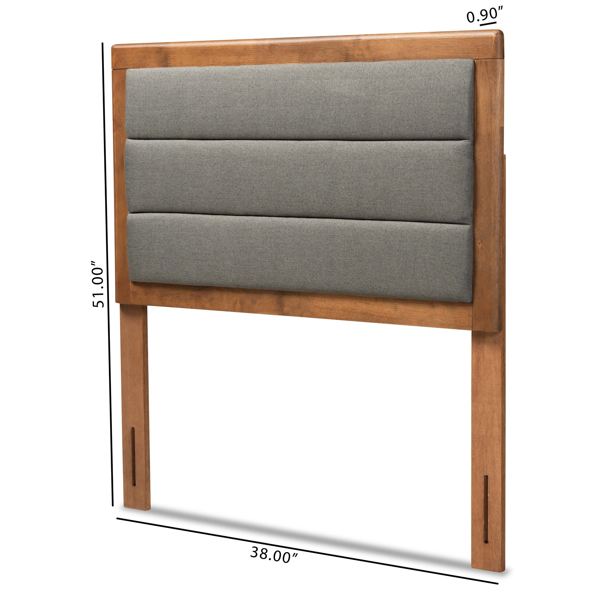 Baxton Studio Dexter Modern and Contemporary Dark Grey Fabric Upholstered and Walnut Brown Finished Wood Twin Size Headboard