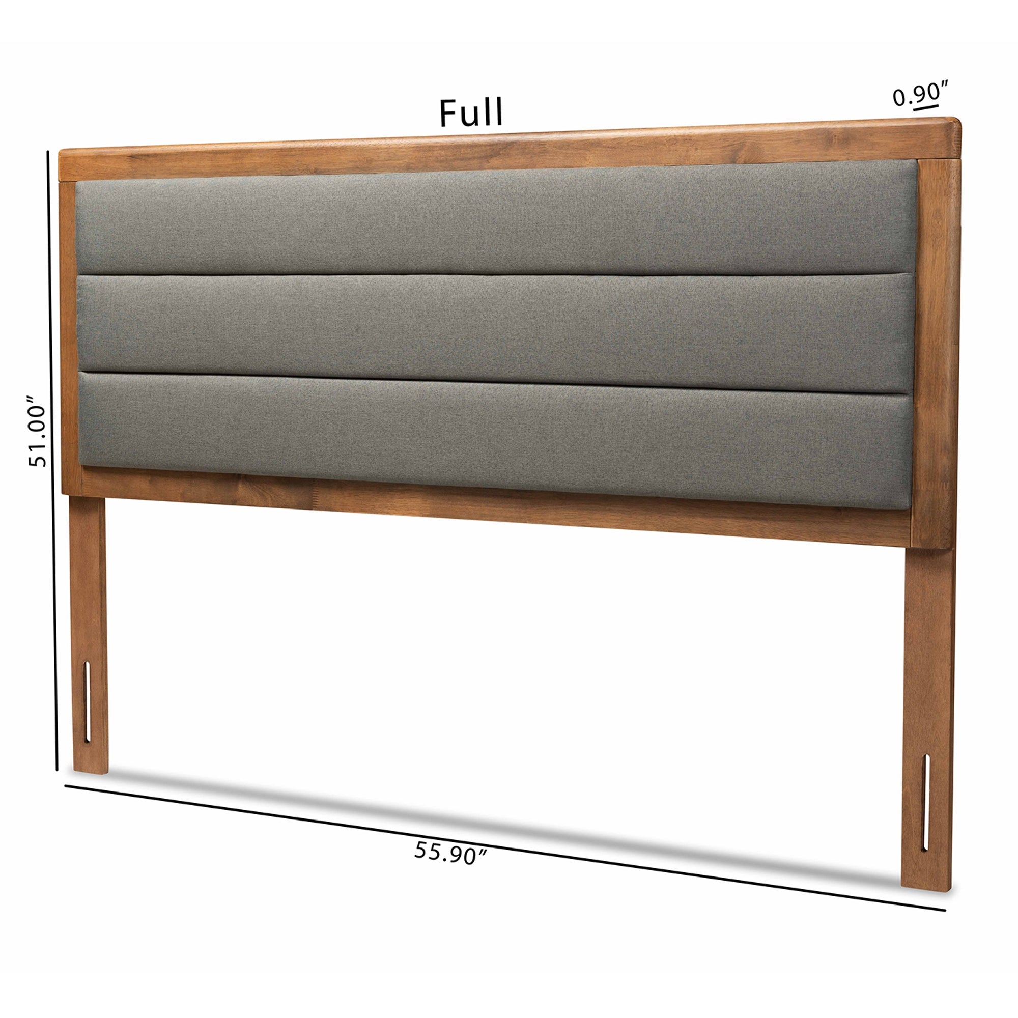 Baxton Studio Dexter Modern and Contemporary Dark Grey Fabric Upholstered and Walnut Brown Finished Wood Queen Size Headboard