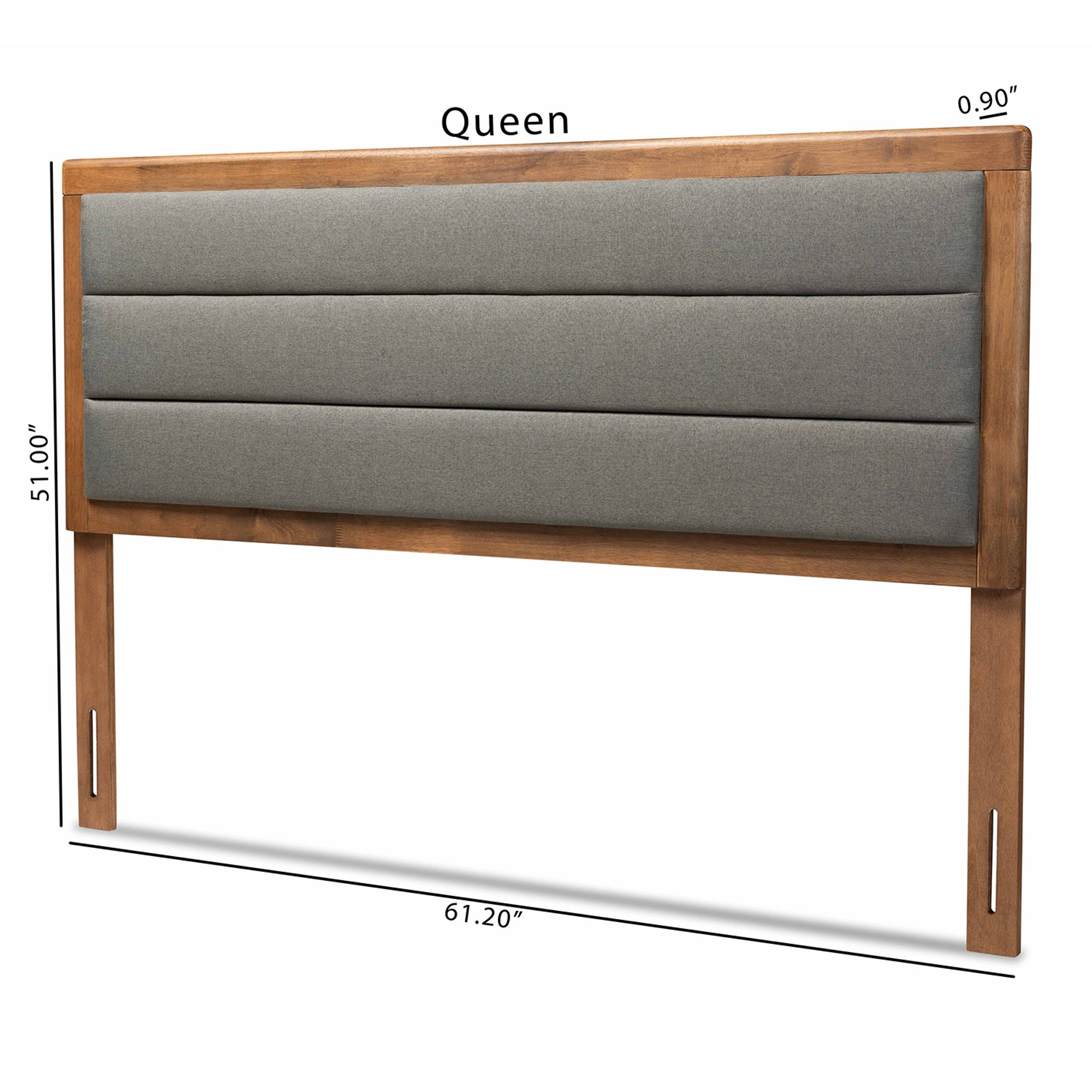 Baxton Studio Dexter Modern and Contemporary Dark Grey Fabric Upholstered and Walnut Brown Finished Wood Queen Size Headboard