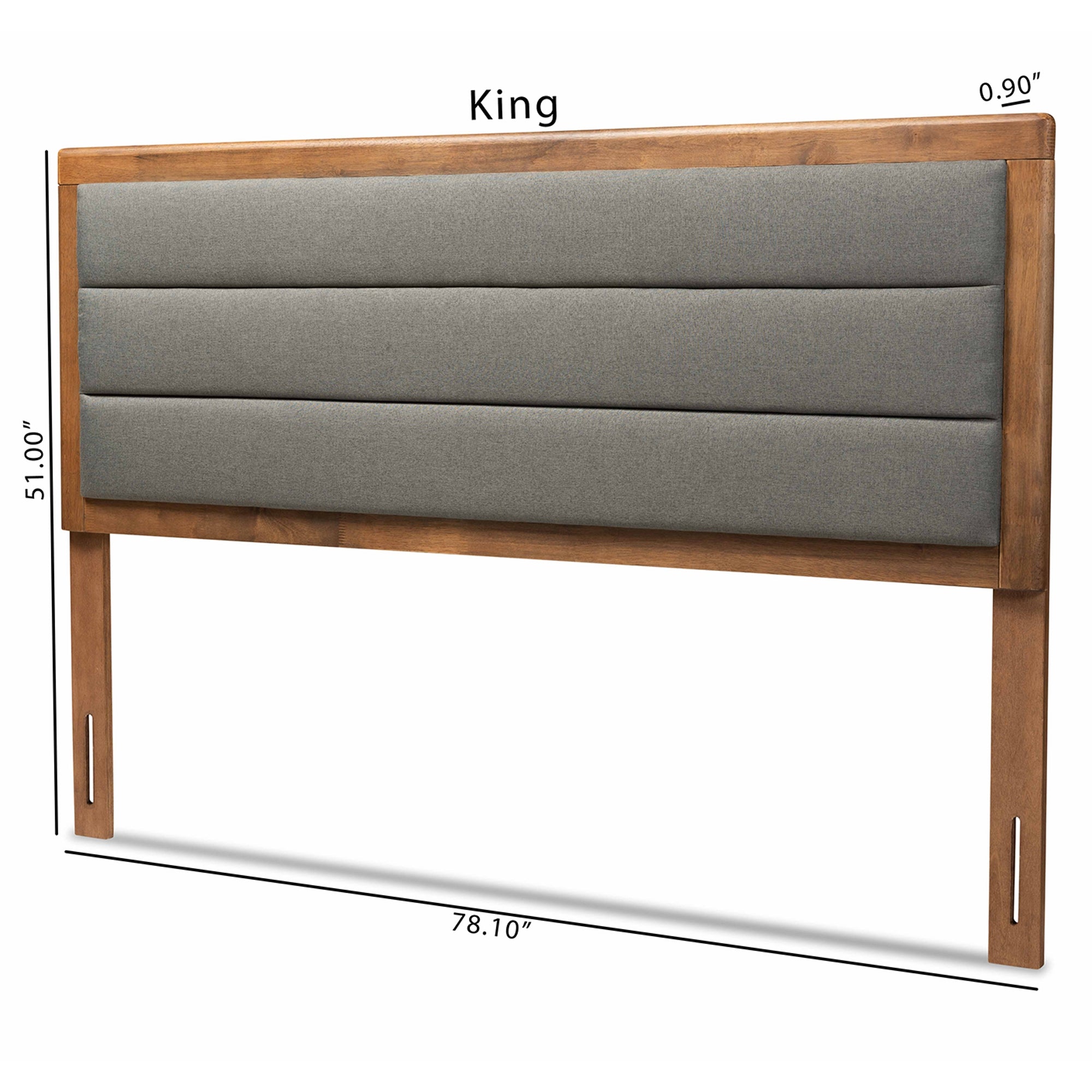 Baxton Studio Dexter Modern and Contemporary Dark Grey Fabric Upholstered and Walnut Brown Finished Wood Queen Size Headboard