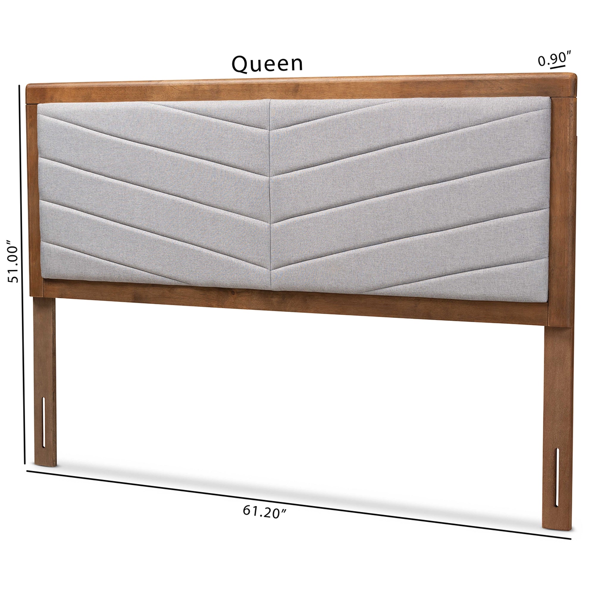 Baxton Studio Iden Modern and Contemporary Light Grey Fabric Upholstered and Walnut Brown Finished Wood Queen Size Headboard