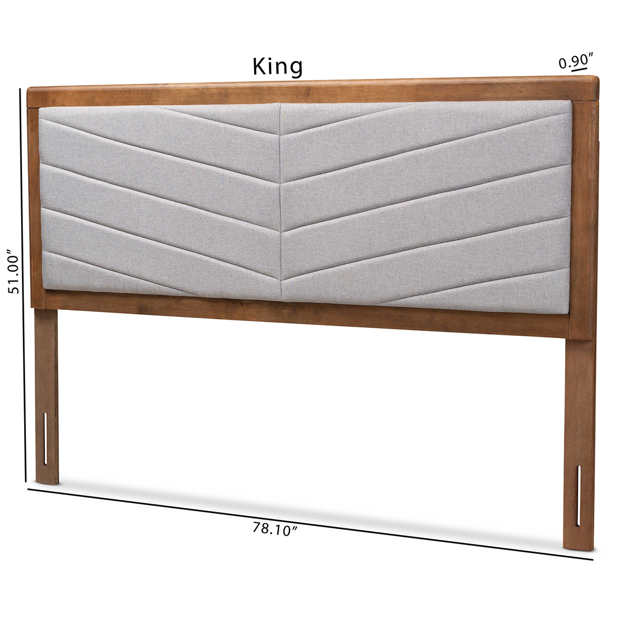 Baxton Studio Iden Modern and Contemporary Light Grey Fabric Upholstered and Walnut Brown Finished Wood Queen Size Headboard