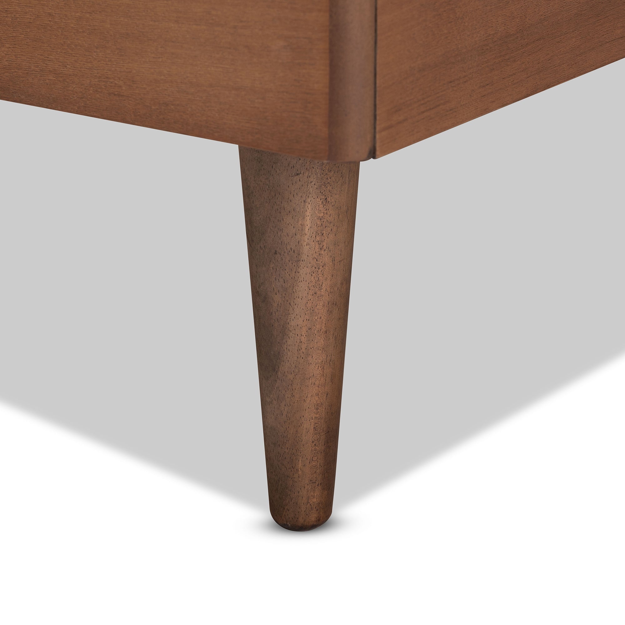 Baxton Studio Tasha Mid-Century Modern Dark Grey Fabric Upholstered and Walnut brown Finished Wood Twin Size Platform Bed