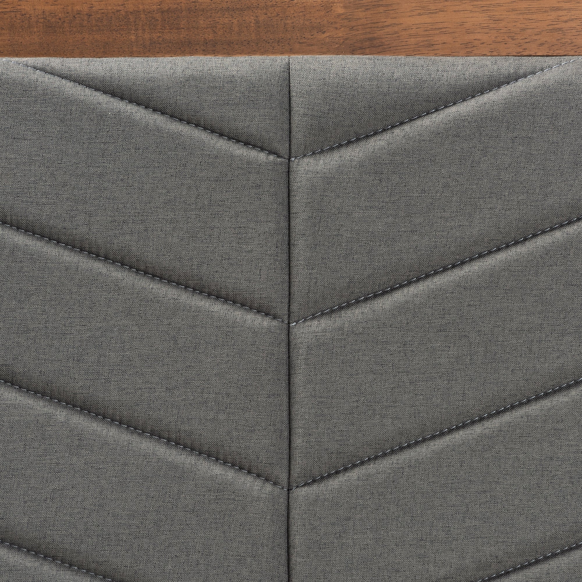 Baxton Studio Roze Mid-Century Modern Dark Grey Fabric Upholstered and Walnut brown Finished Wood Twin Size Platform Bed