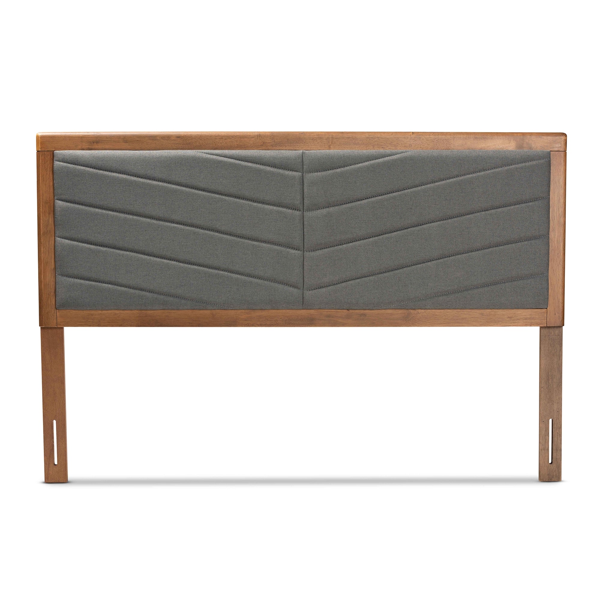 Baxton Studio Iden Modern and Contemporary Dark Grey Fabric Upholstered and Walnut Brown Finished Wood King Size Headboard