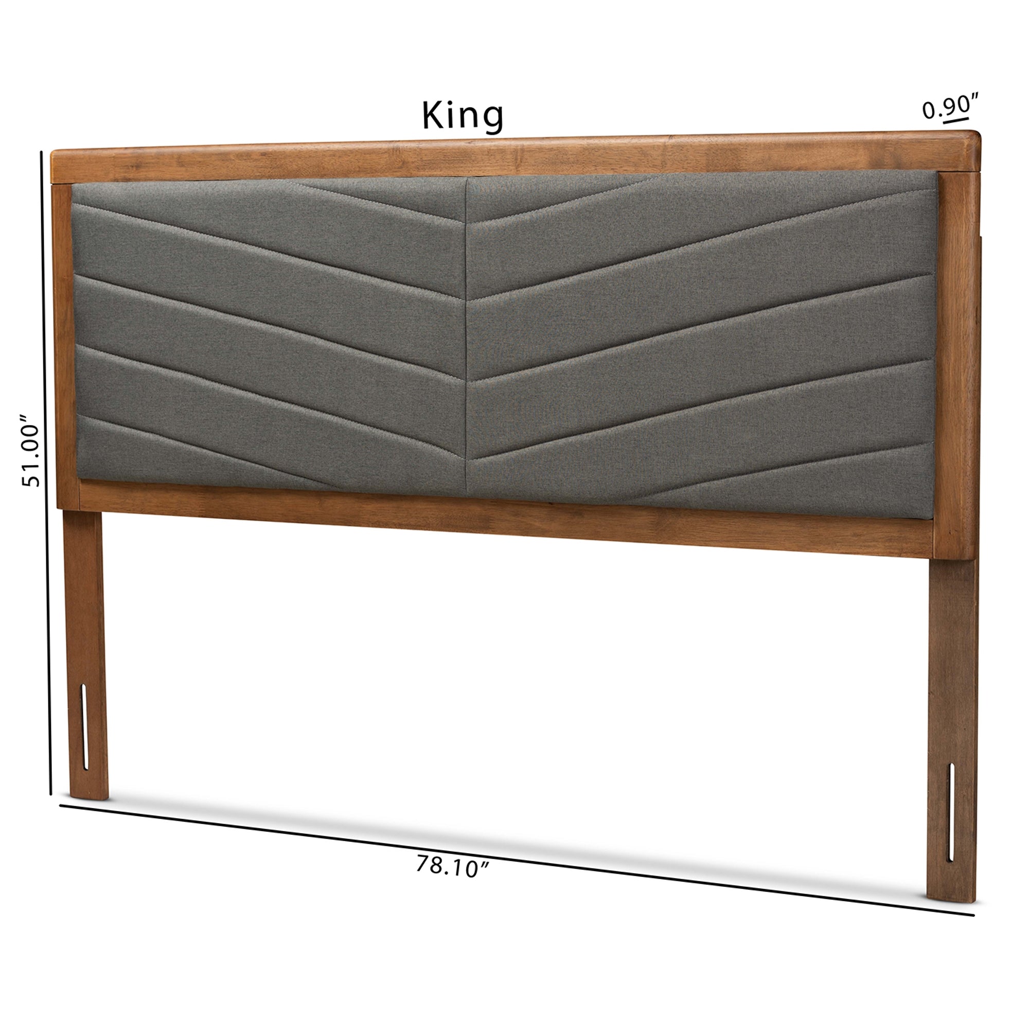 Baxton Studio Iden Modern and Contemporary Dark Grey Fabric Upholstered and Walnut Brown Finished Wood King Size Headboard
