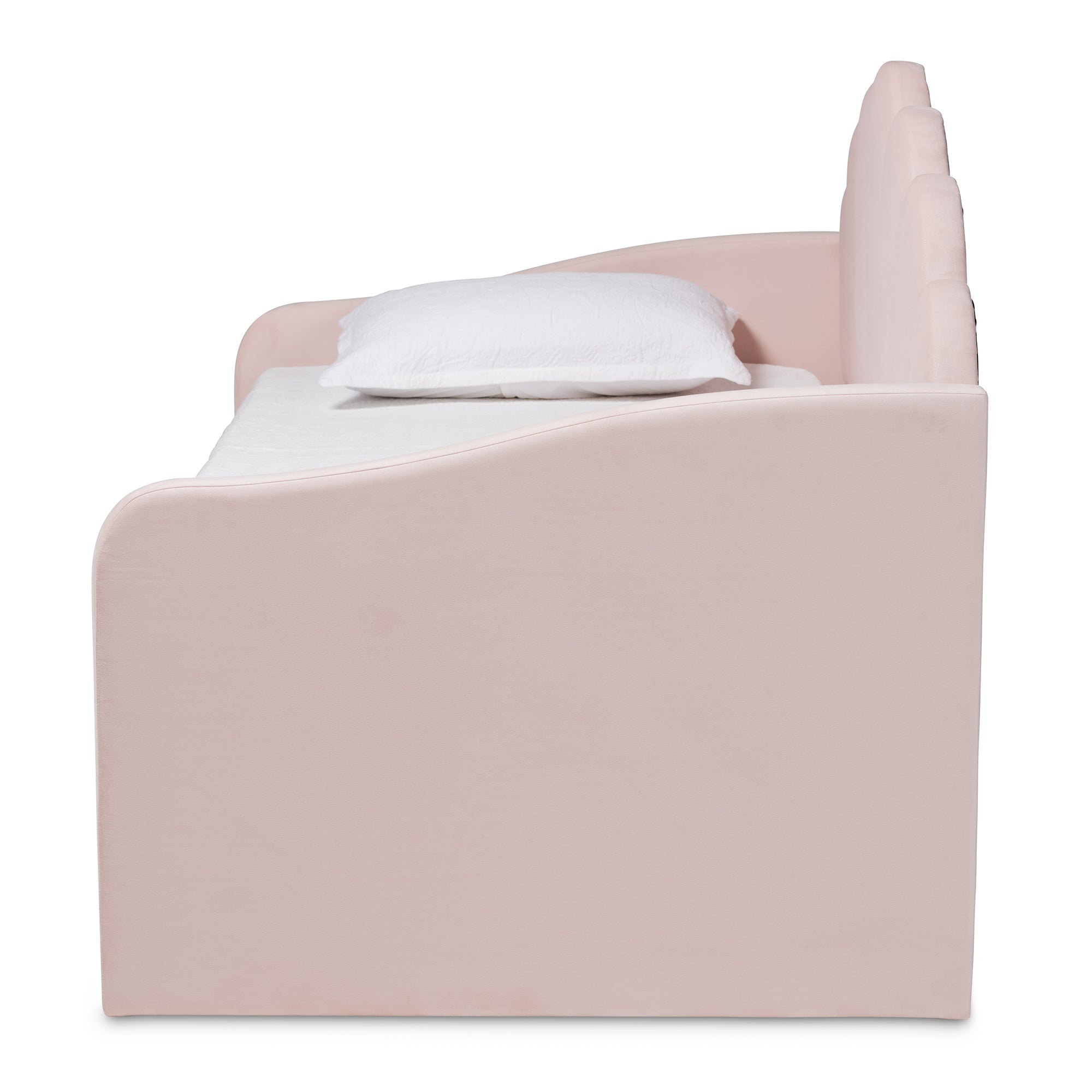 Baxton Studio Timila Modern and Contemporary Light Pink Velvet Fabric Upholstered Full Size Daybed with Trundle