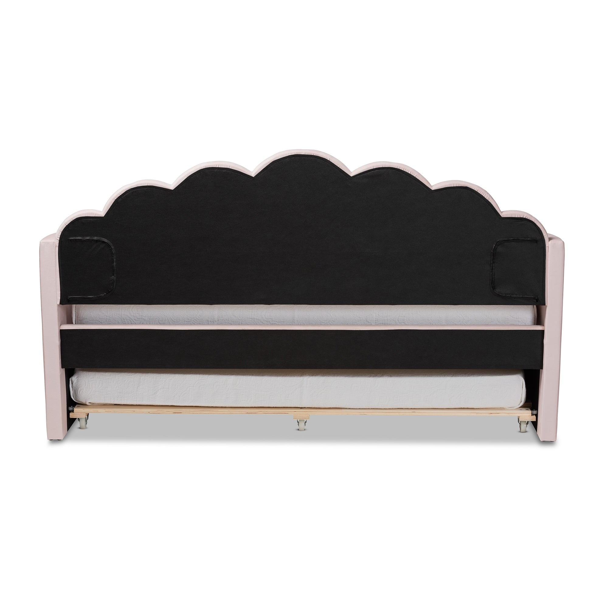 Baxton Studio Timila Modern and Contemporary Light Pink Velvet Fabric Upholstered Full Size Daybed with Trundle