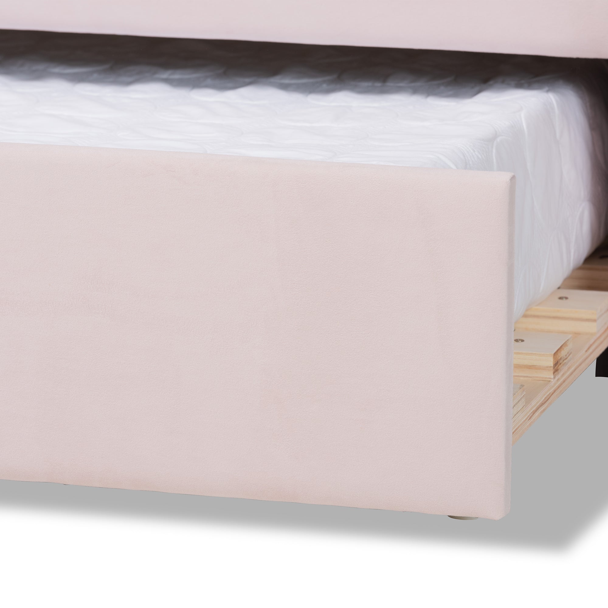 Baxton Studio Timila Modern and Contemporary Light Pink Velvet Fabric Upholstered Queen Size Daybed with Trundle